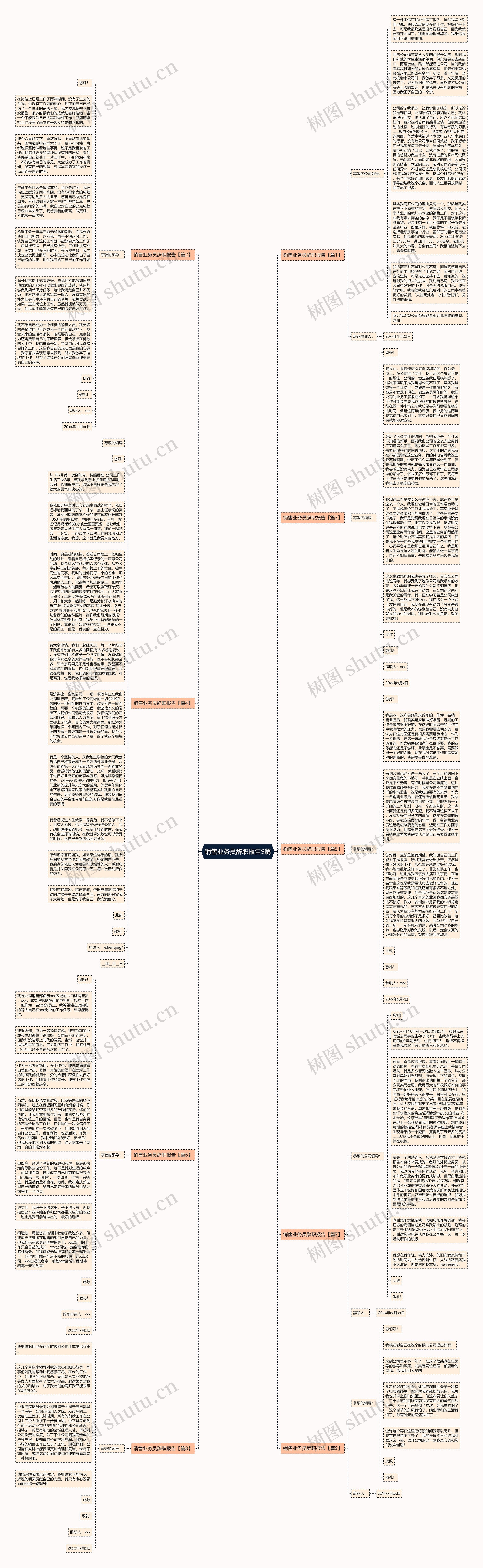销售业务员辞职报告9篇思维导图