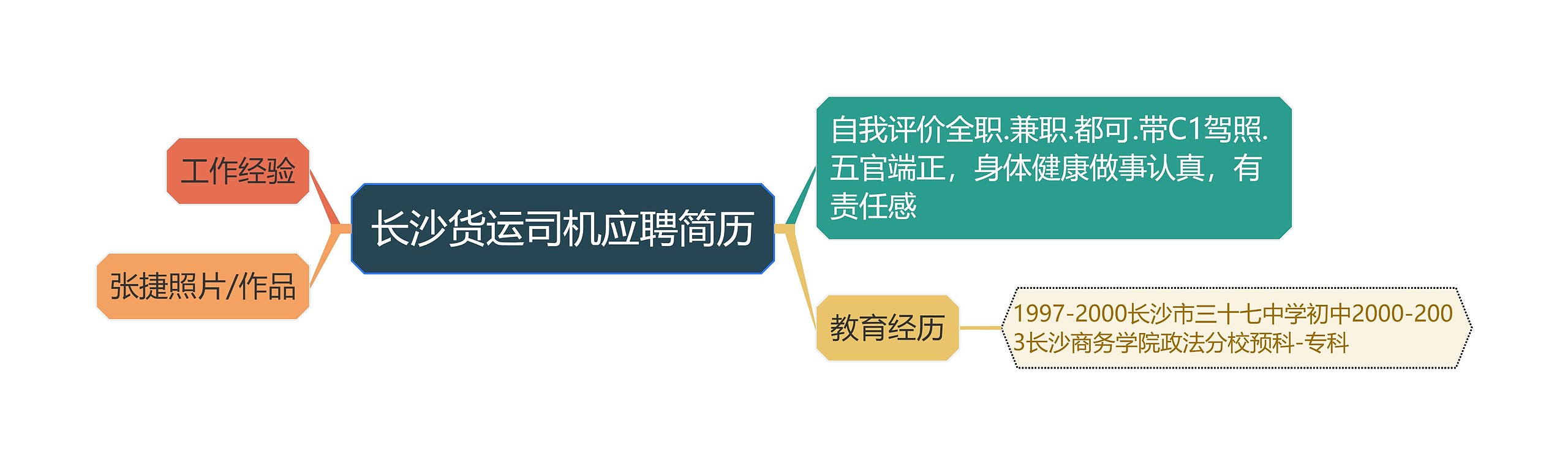 长沙货运司机应聘简历思维导图