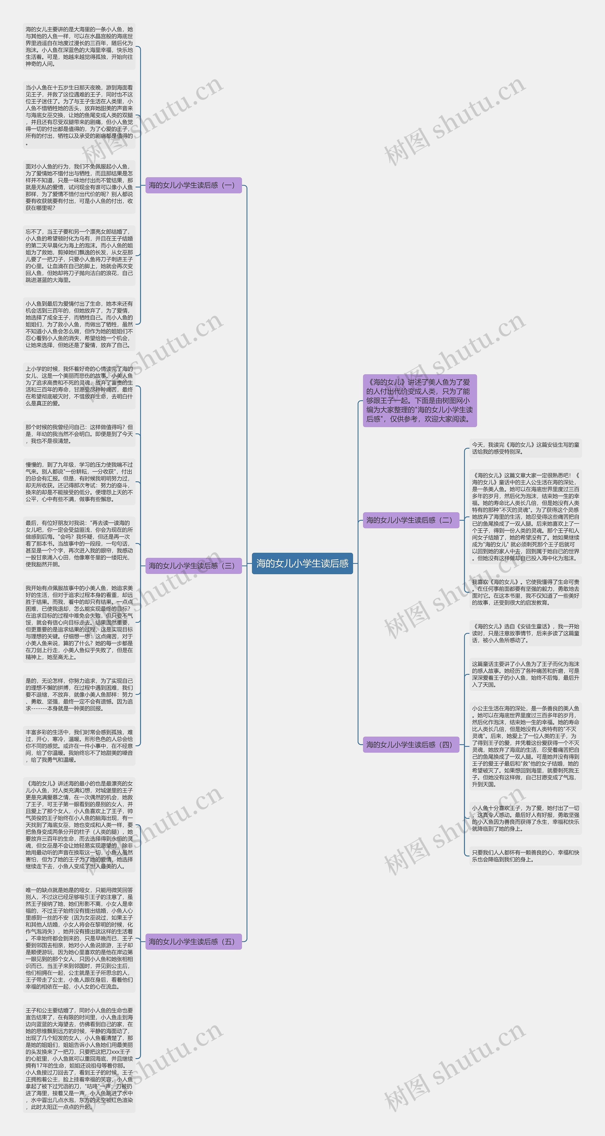 海的女儿小学生读后感思维导图