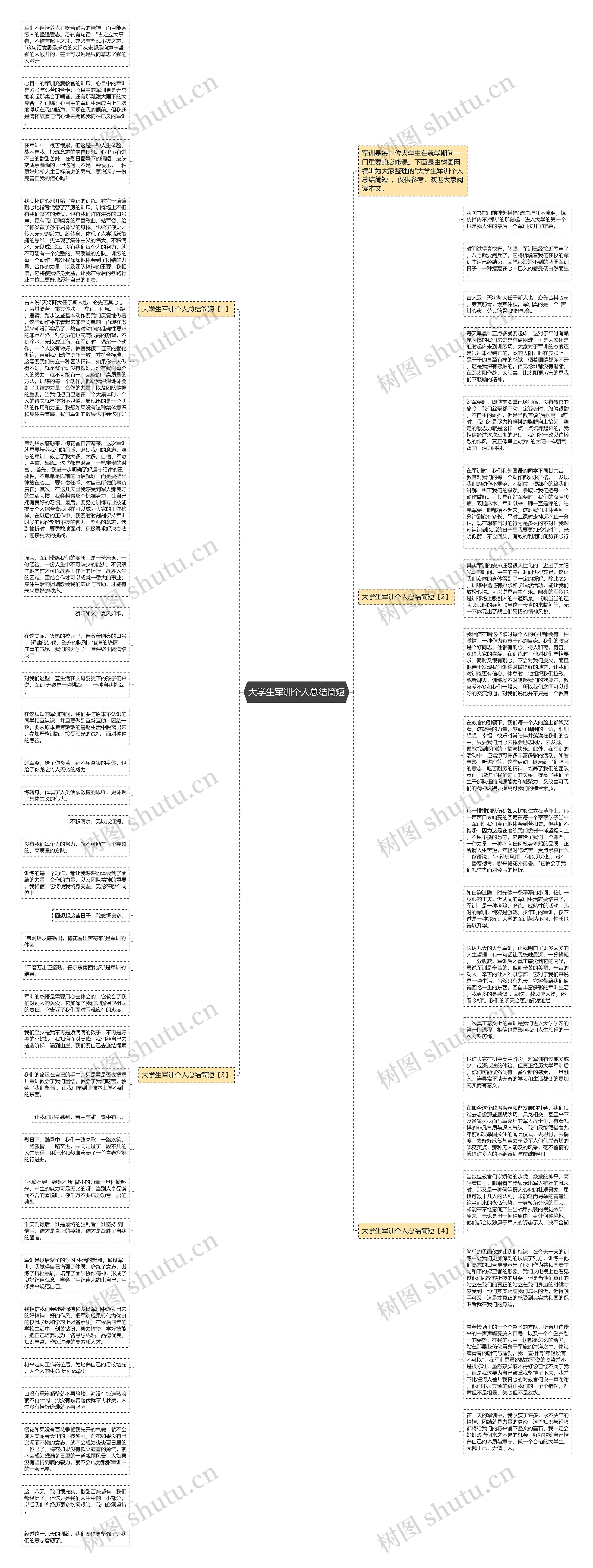 大学生军训个人总结简短思维导图