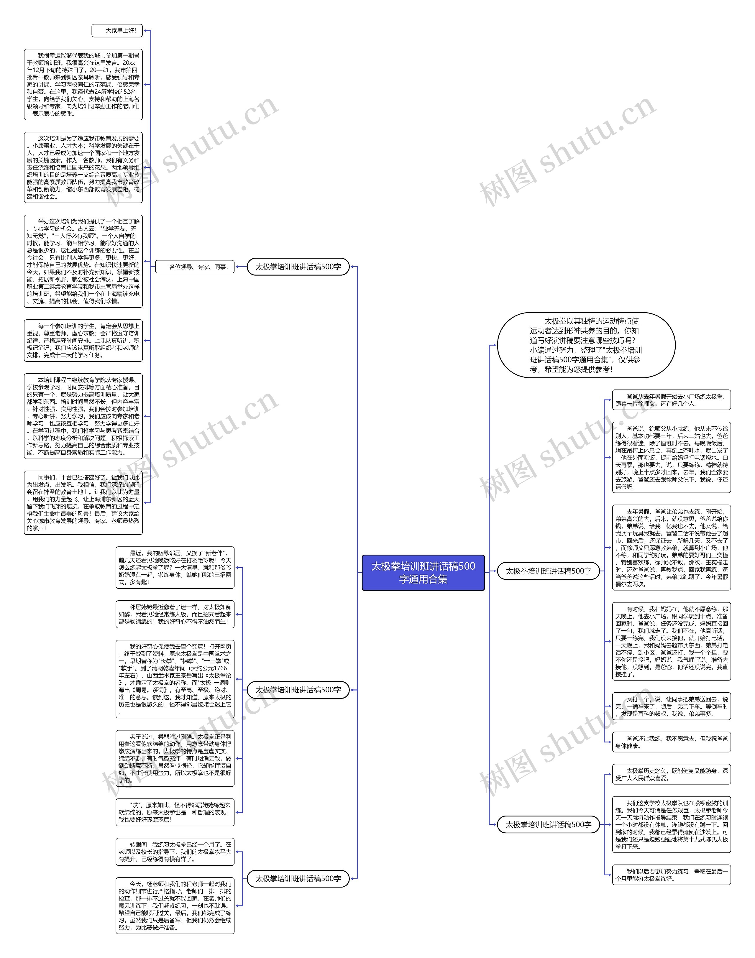 太极拳培训班讲话稿500字通用合集思维导图