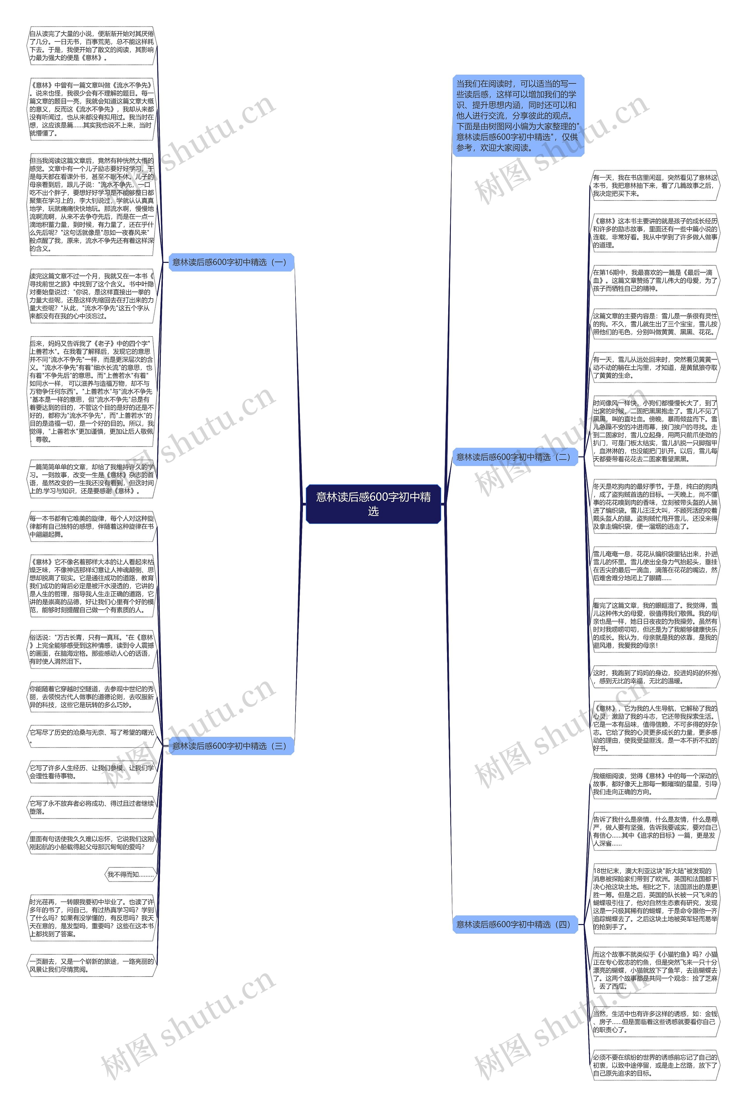 意林读后感600字初中精选思维导图