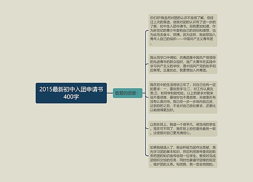 2015最新初中入团申请书400字