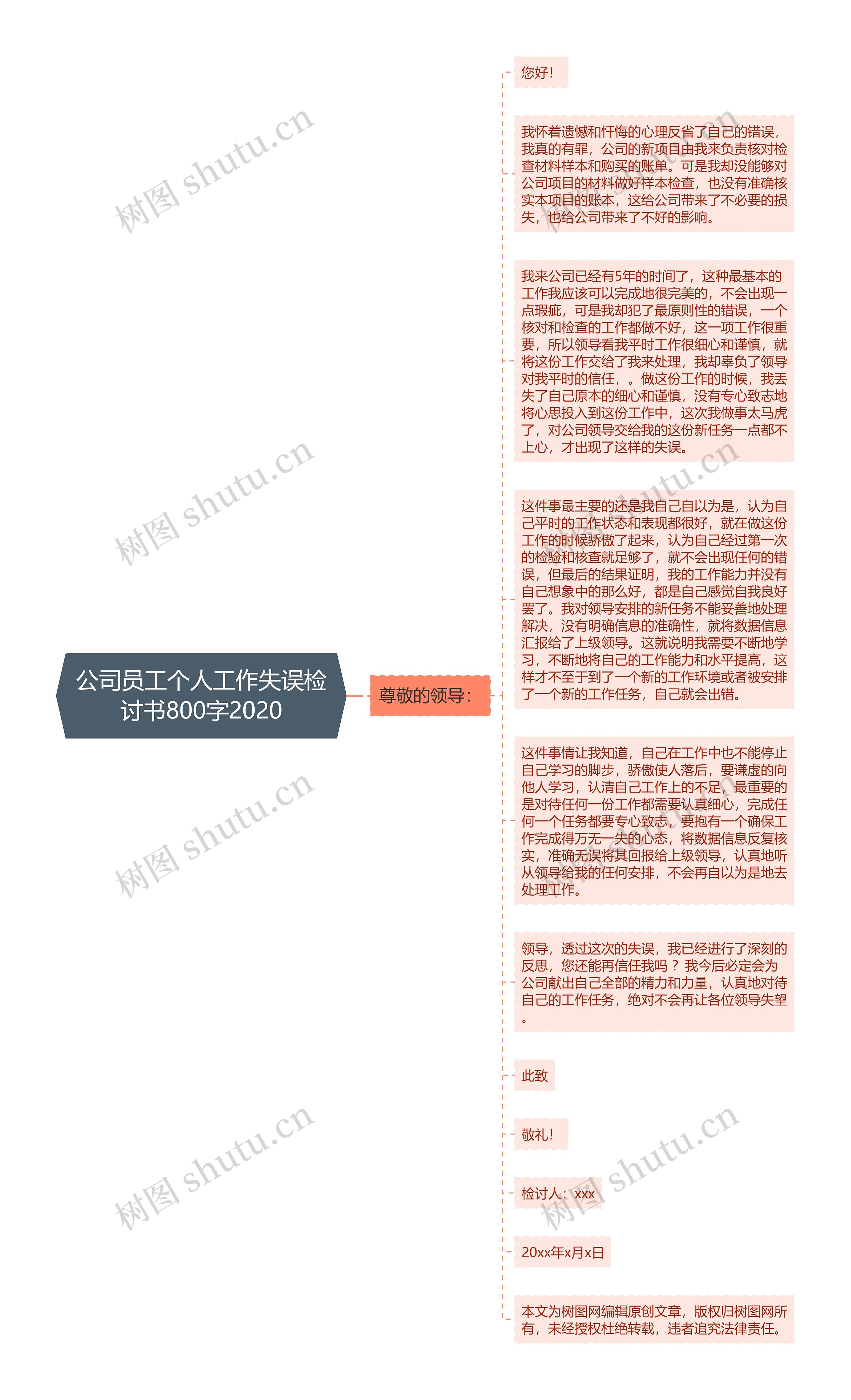 公司员工个人工作失误检讨书800字2020思维导图