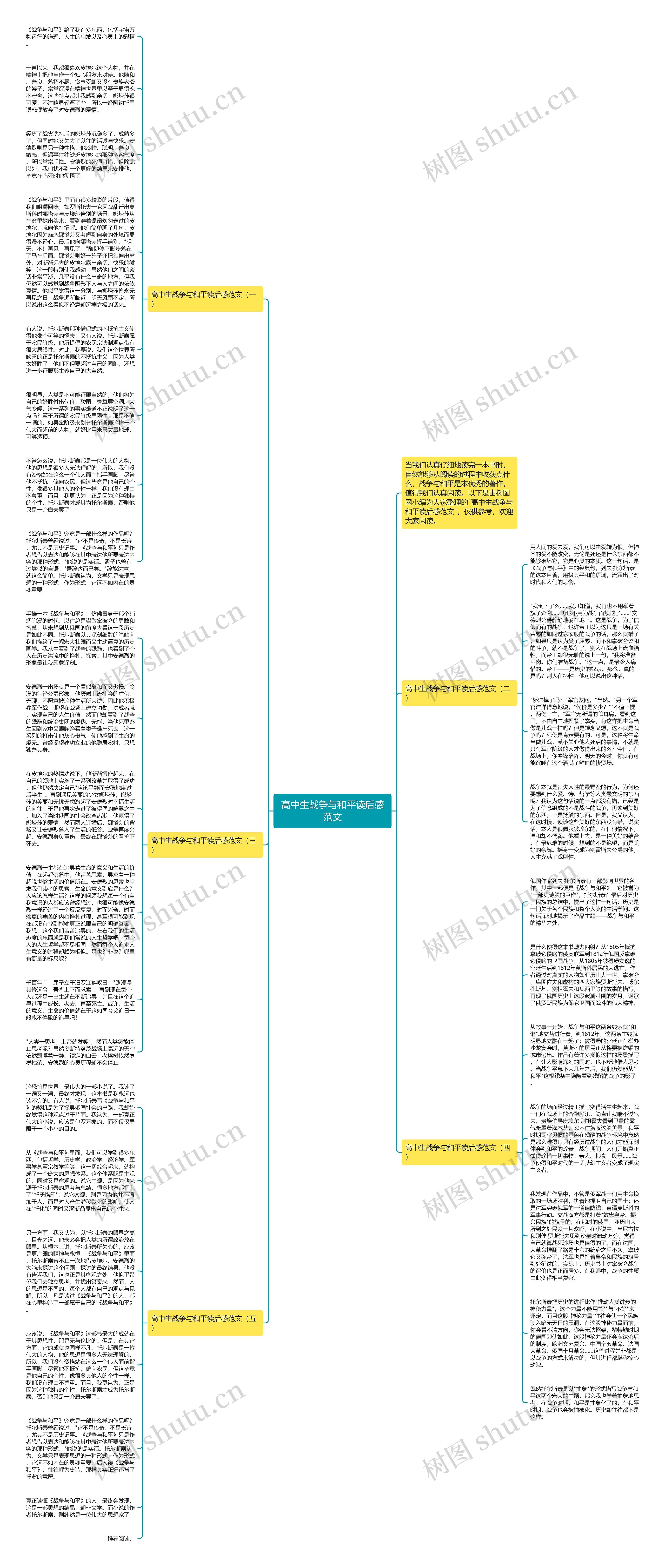 高中生战争与和平读后感范文思维导图