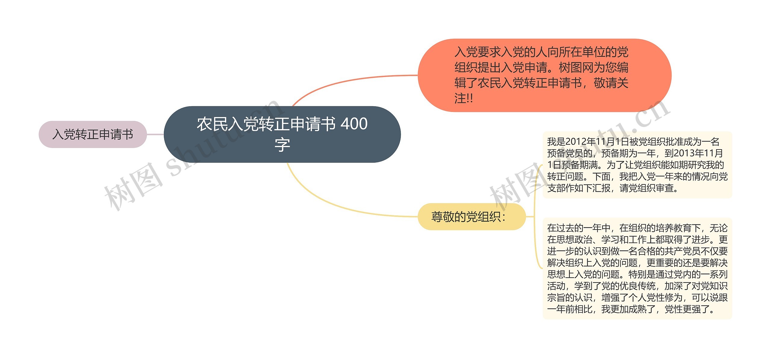 农民入党转正申请书 400字思维导图