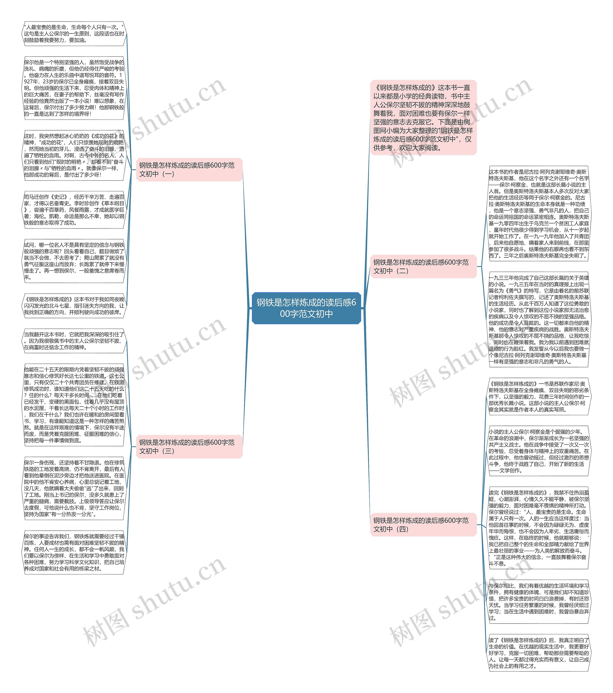 钢铁是怎样炼成的读后感600字范文初中思维导图