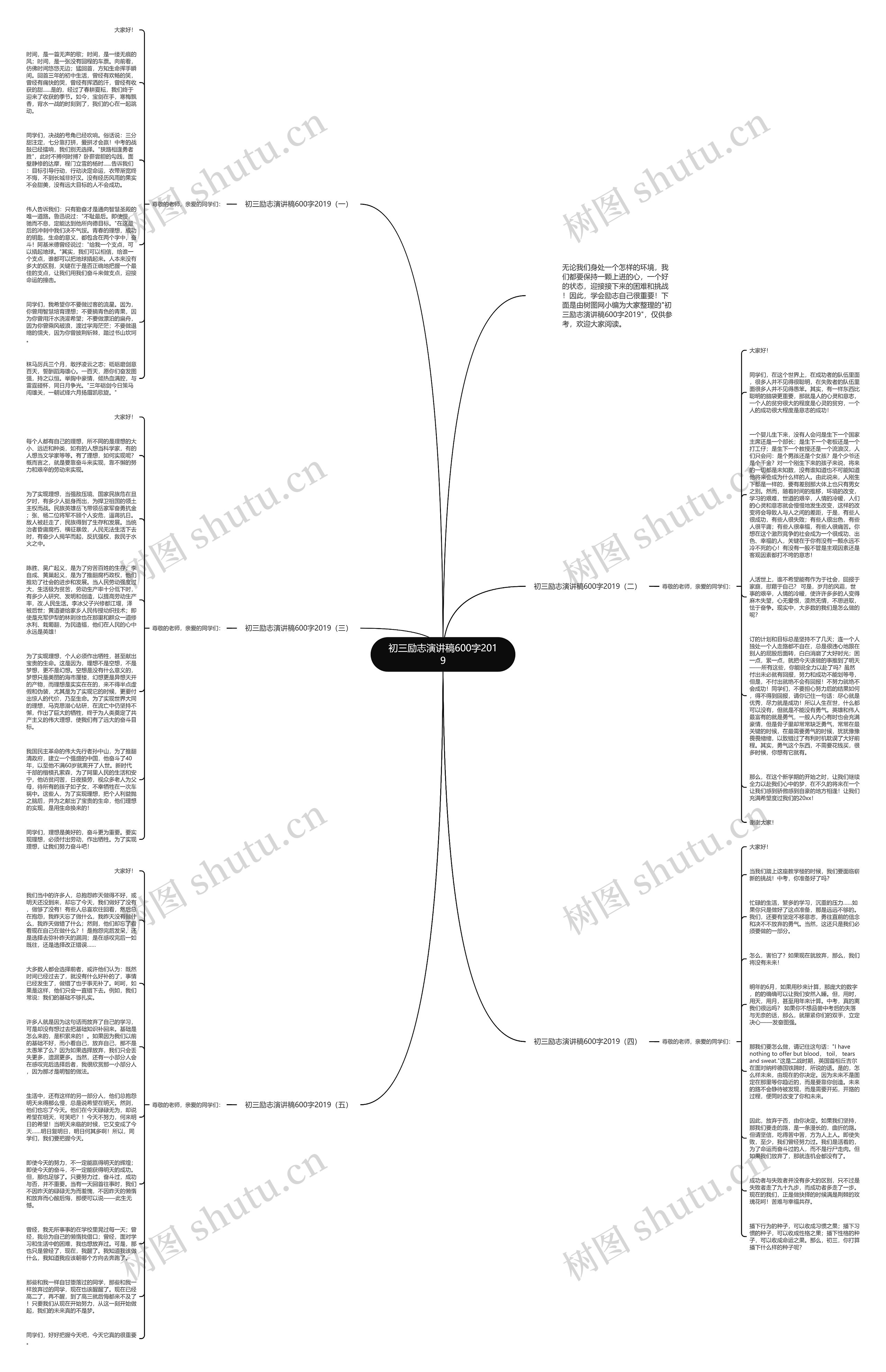初三励志演讲稿600字2019思维导图