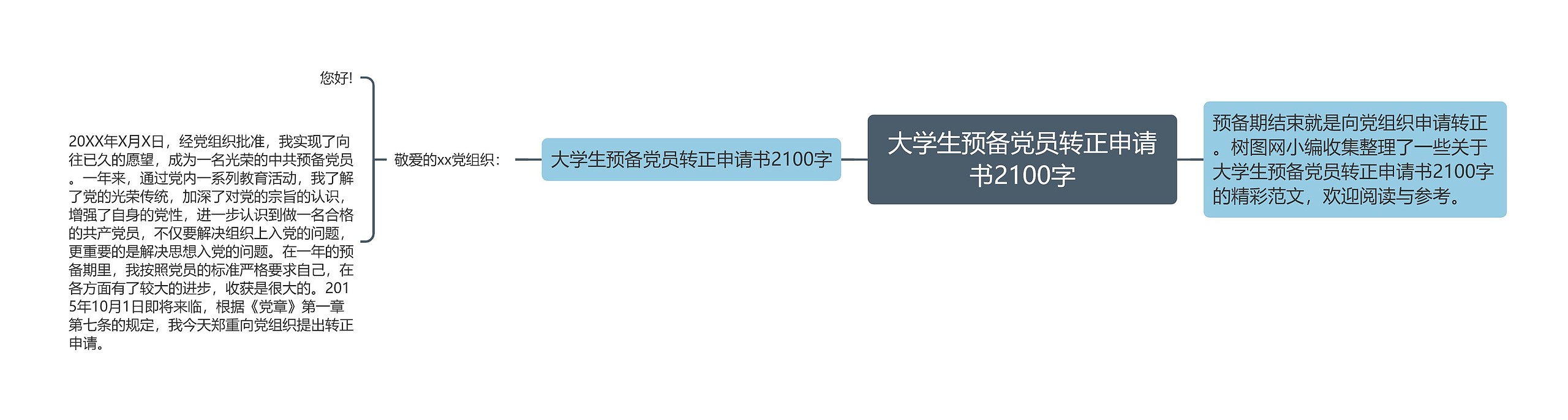 大学生预备党员转正申请书2100字思维导图