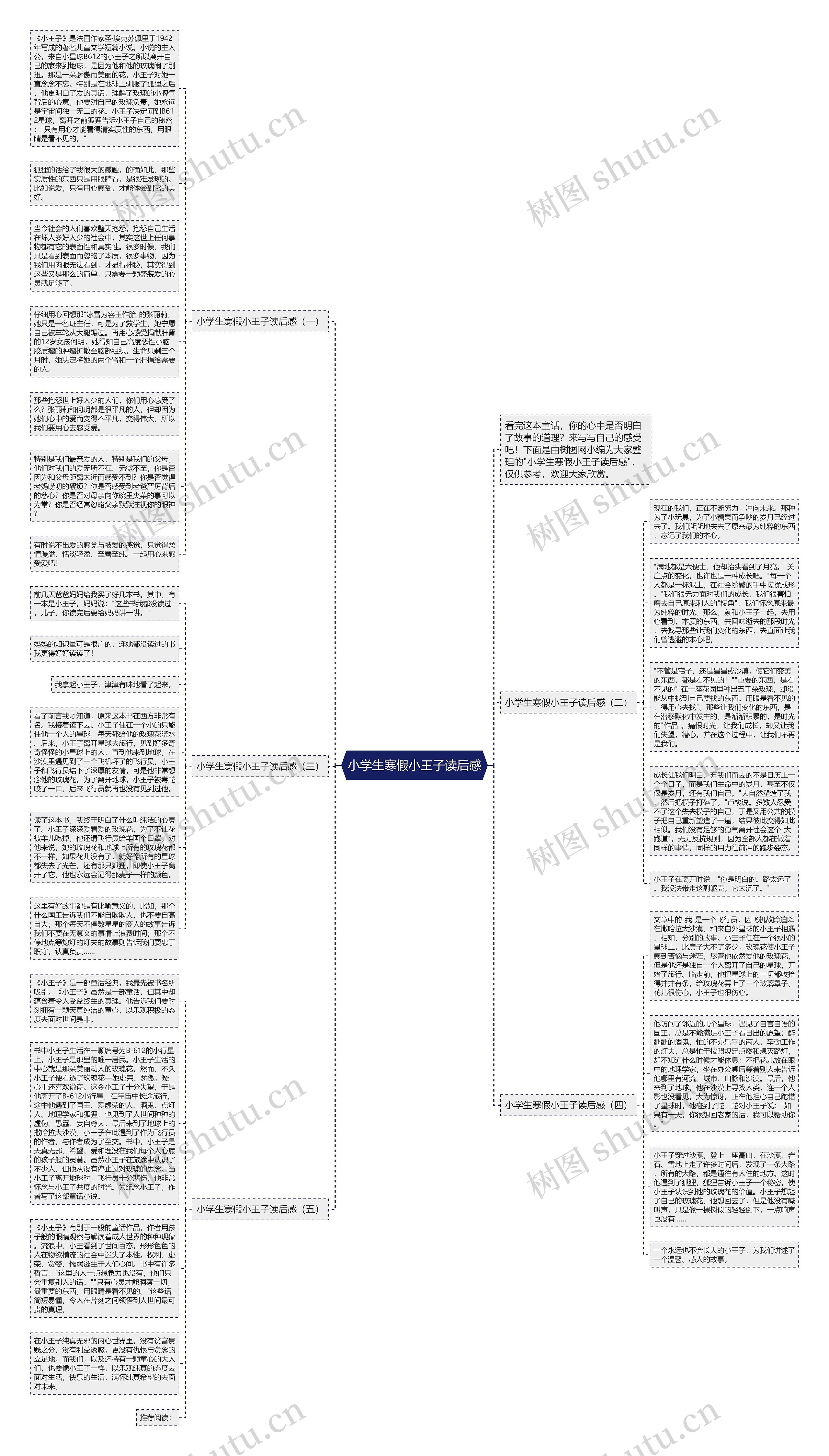 小学生寒假小王子读后感思维导图