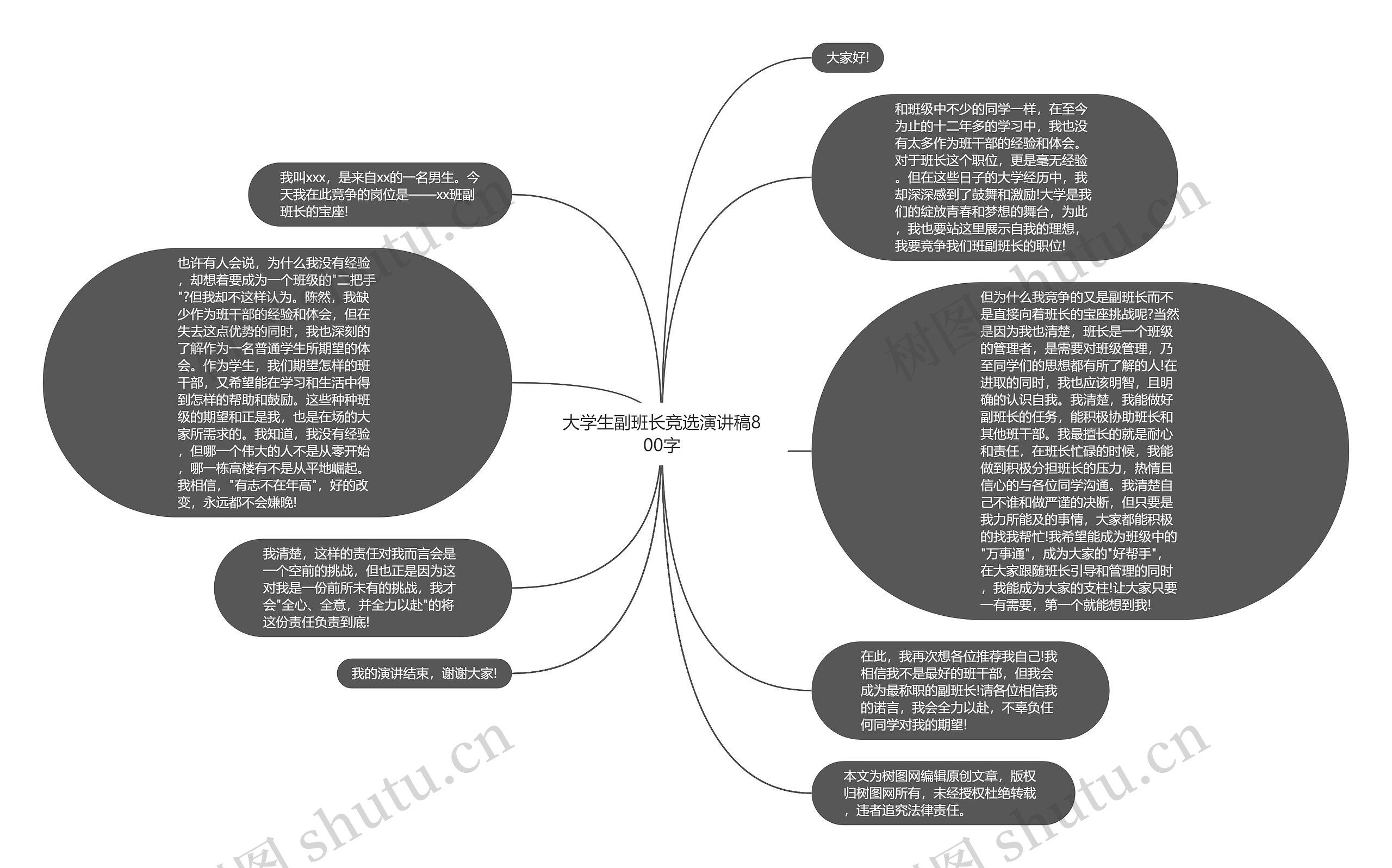 大学生副班长竞选演讲稿800字思维导图