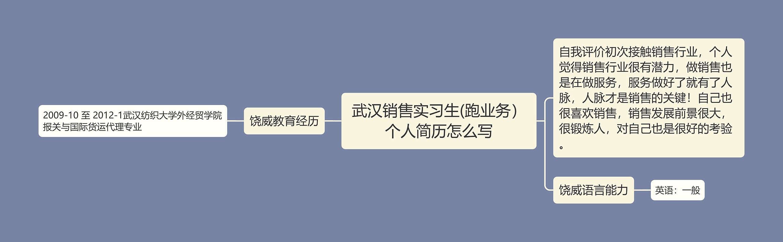 武汉销售实习生(跑业务）个人简历怎么写