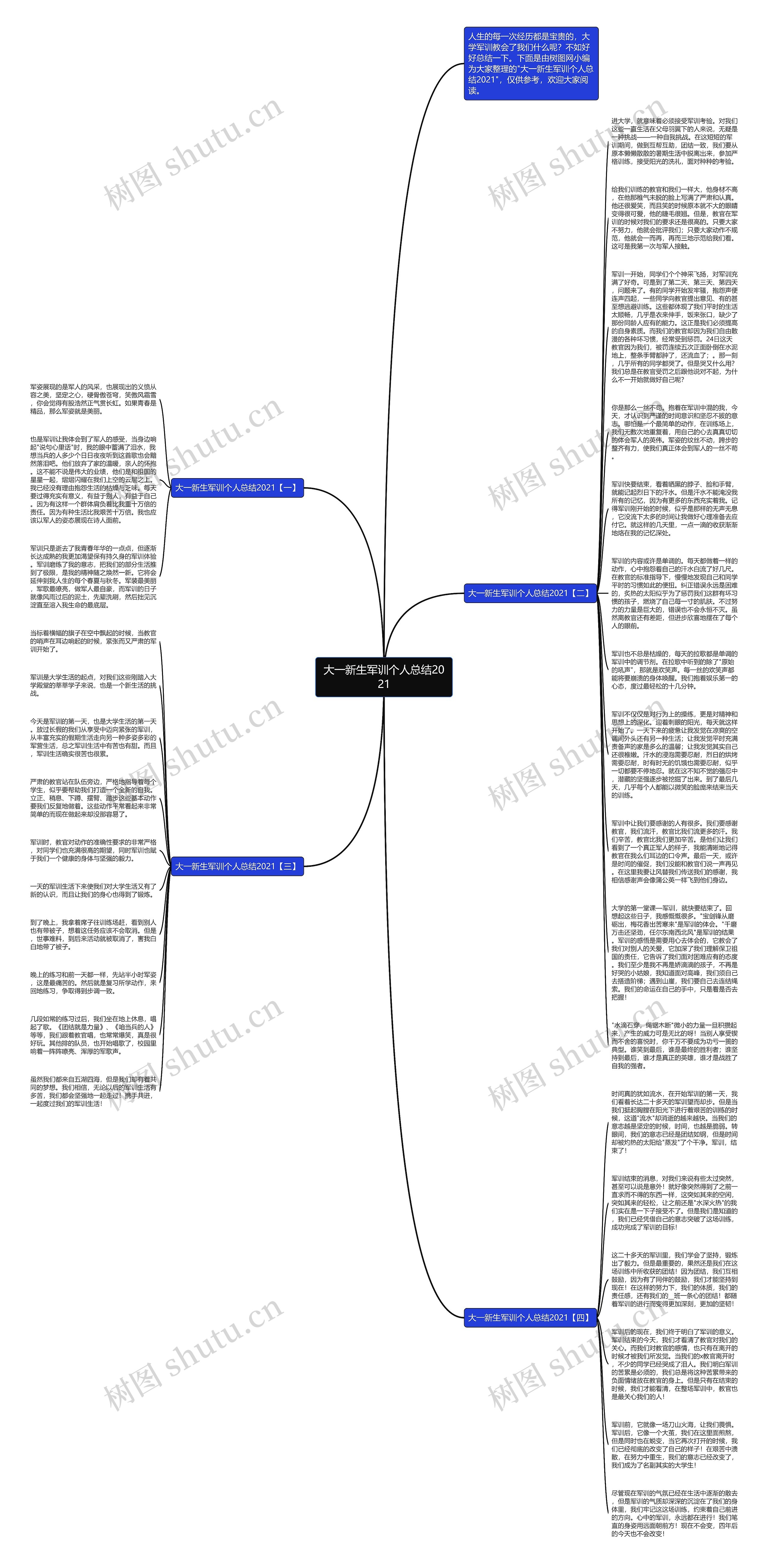 大一新生军训个人总结2021思维导图