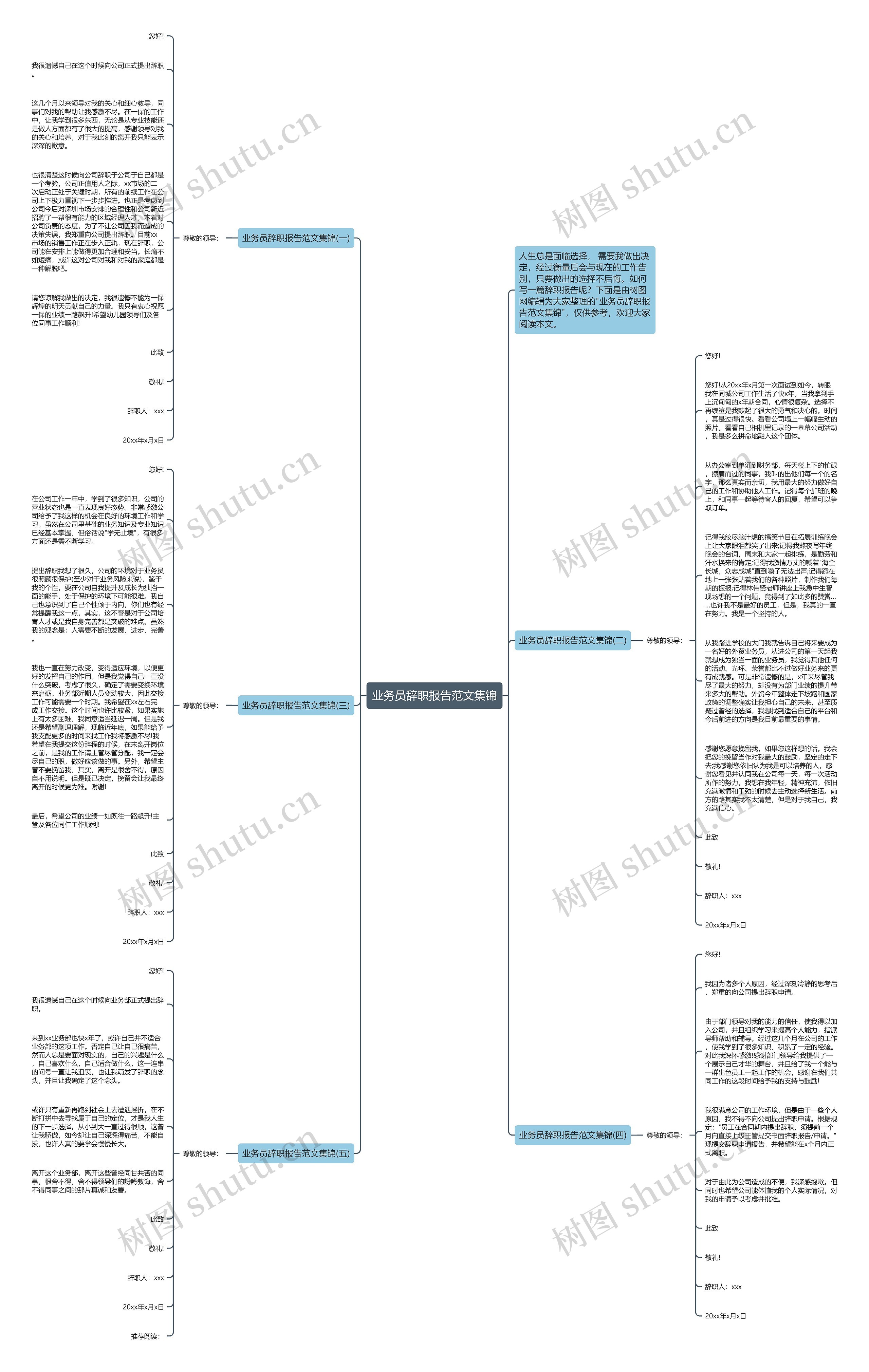 业务员辞职报告范文集锦思维导图