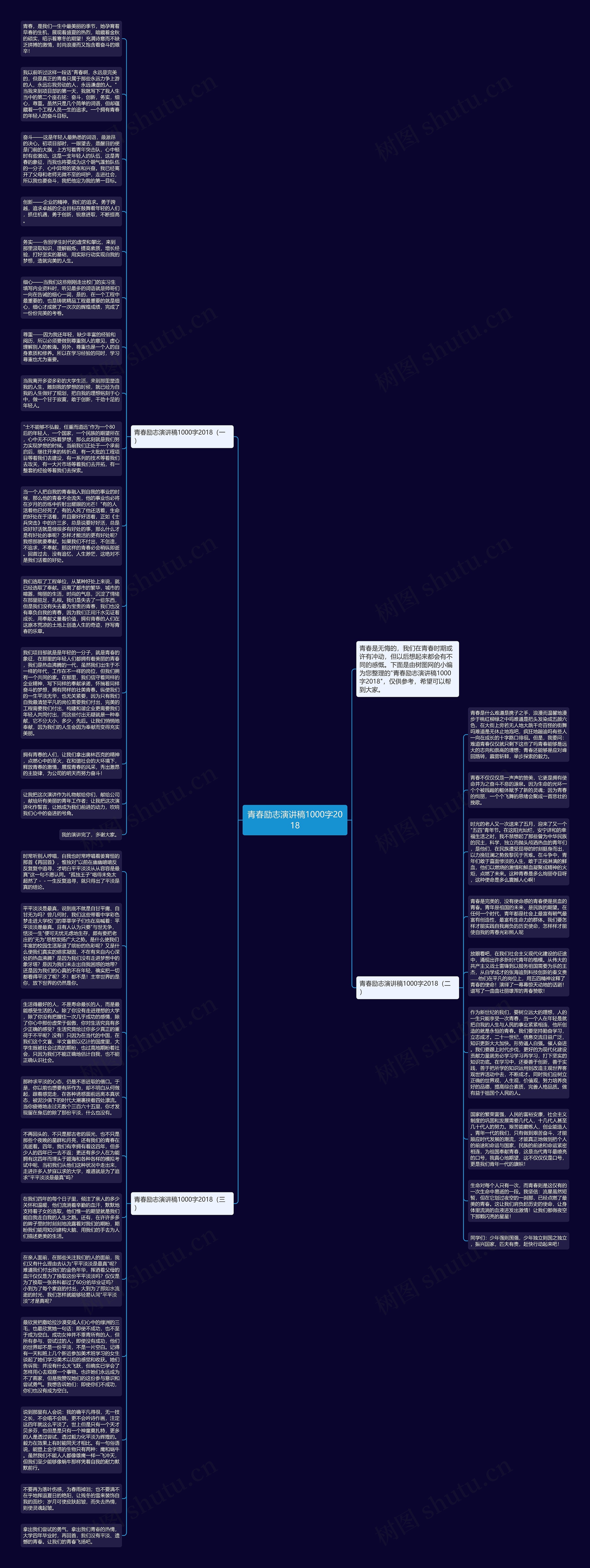 青春励志演讲稿1000字2018思维导图