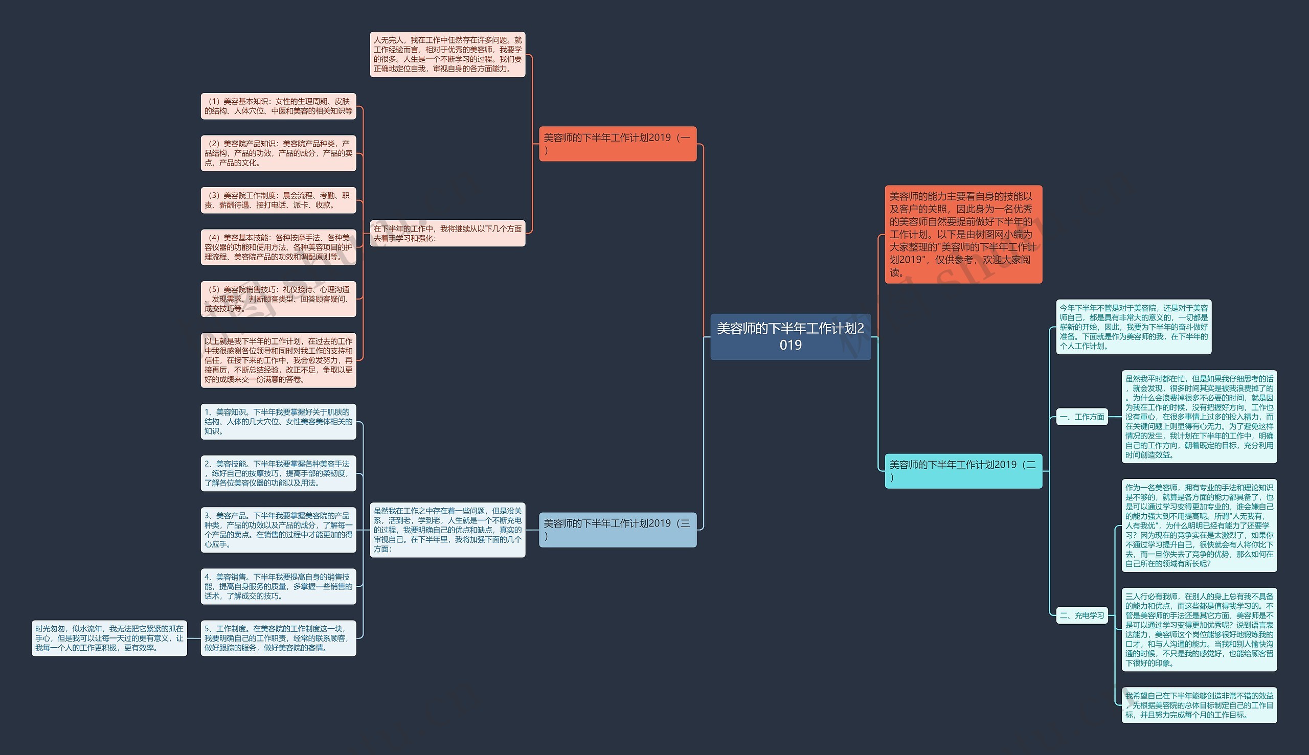 美容师的下半年工作计划2019思维导图
