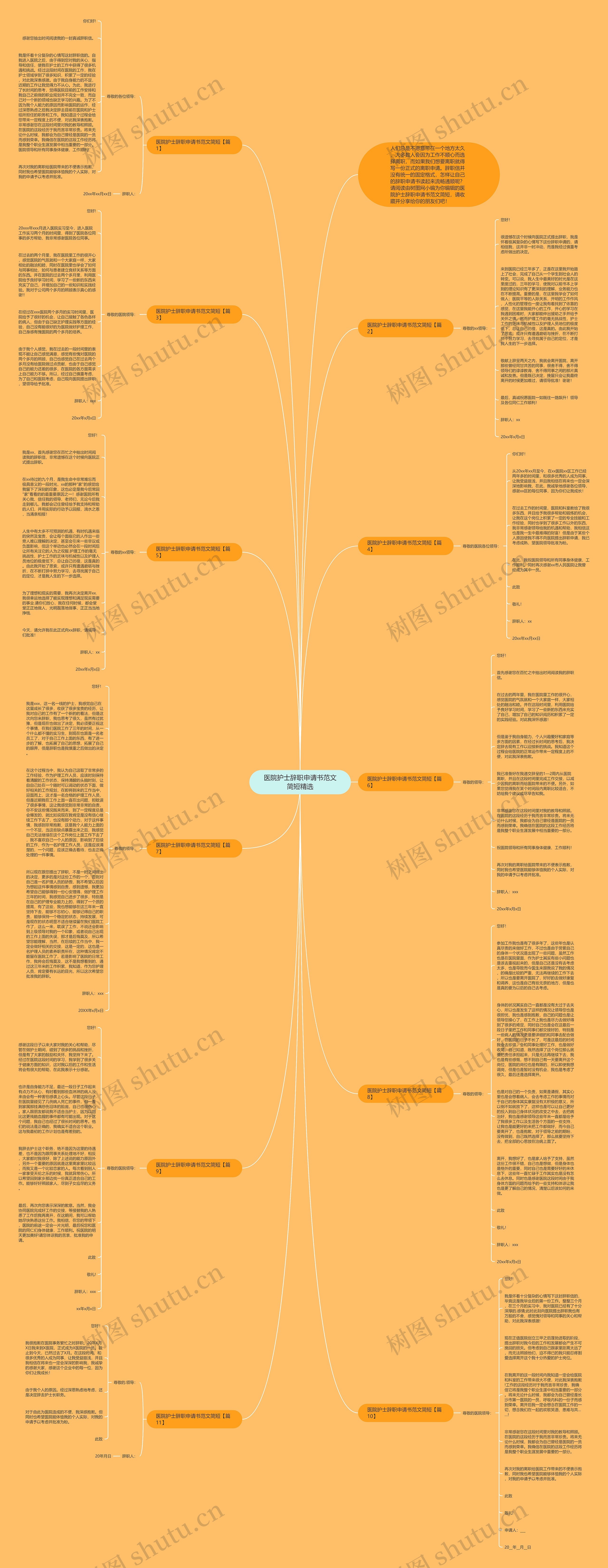 医院护士辞职申请书范文简短精选思维导图