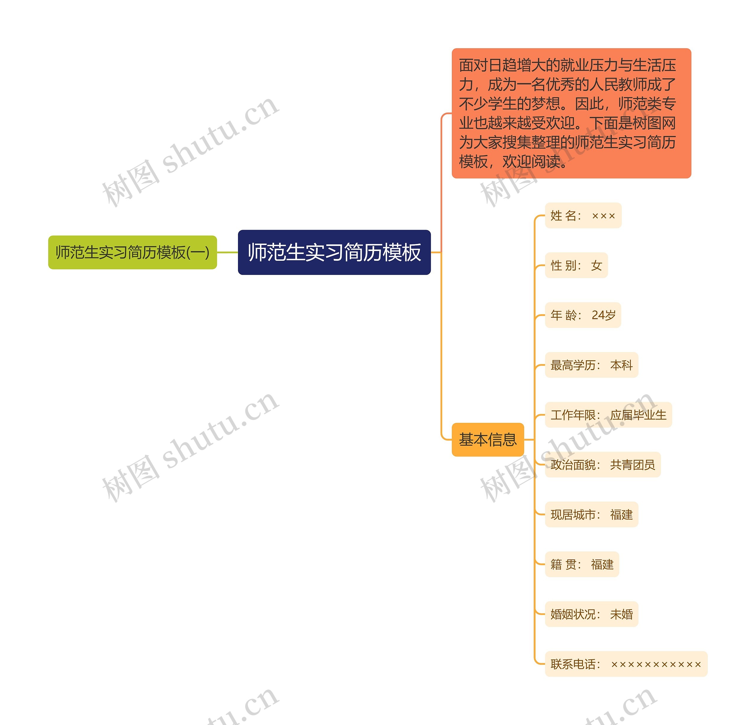 师范生实习简历思维导图