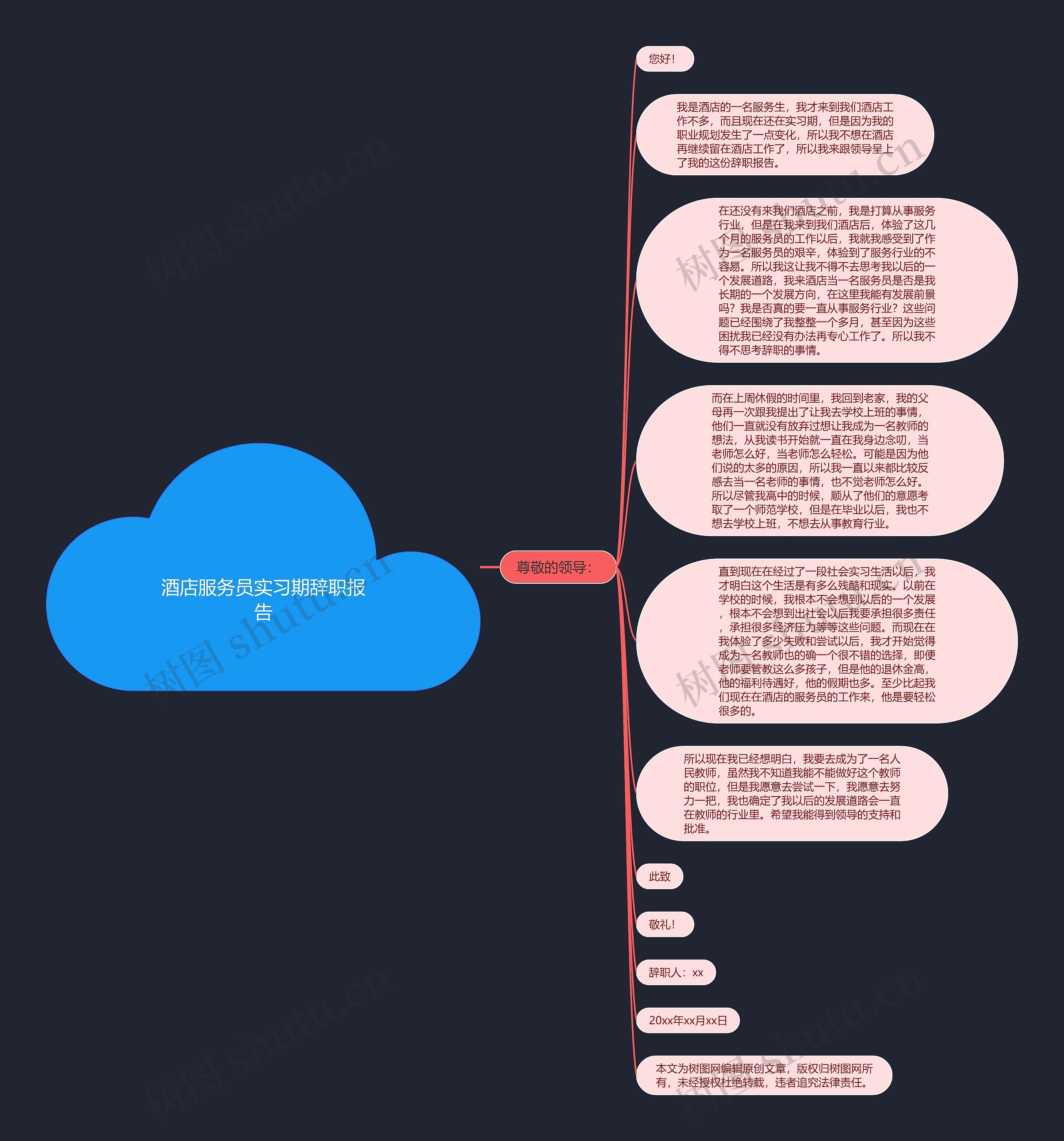 酒店服务员实习期辞职报告