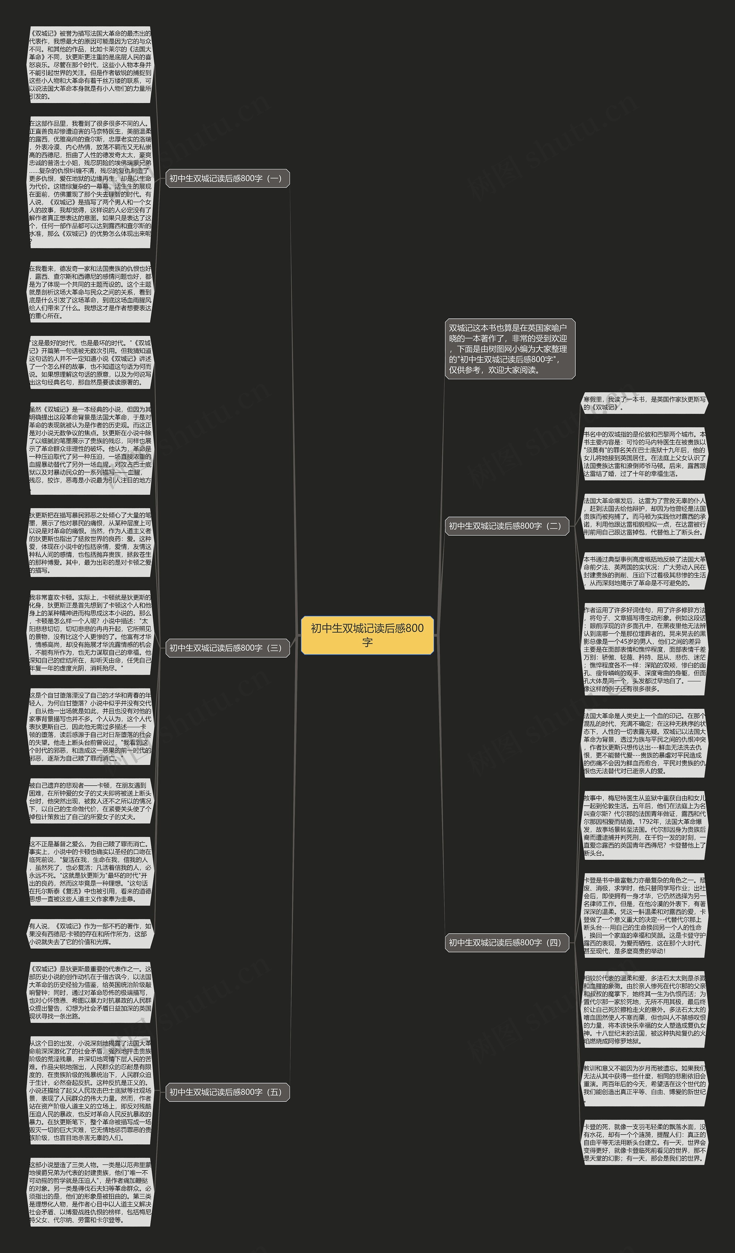 初中生双城记读后感800字思维导图高清图 初中生双城记读后感800字思维导图