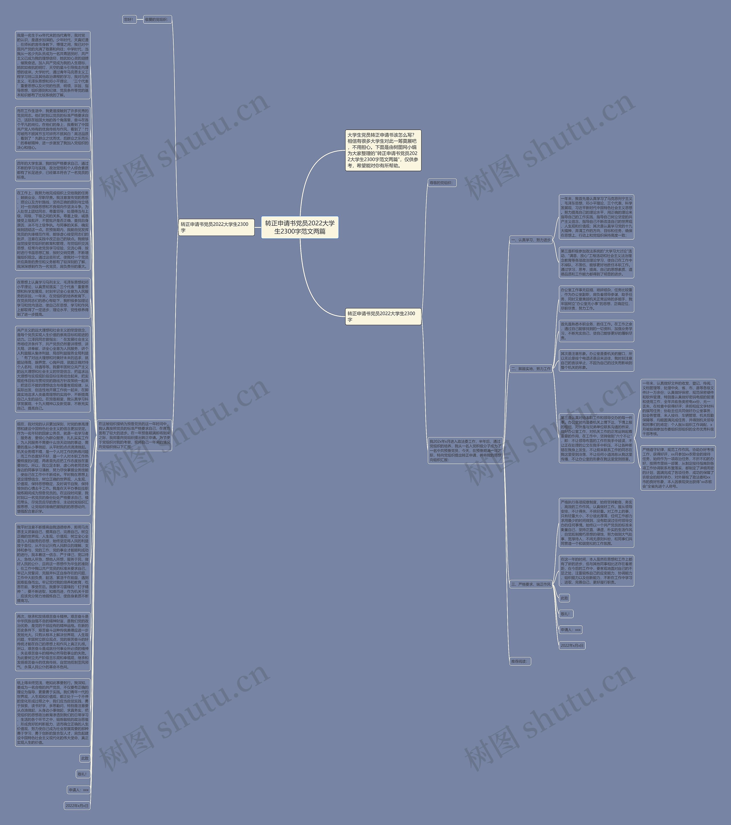 转正申请书党员2022大学生2300字范文两篇思维导图