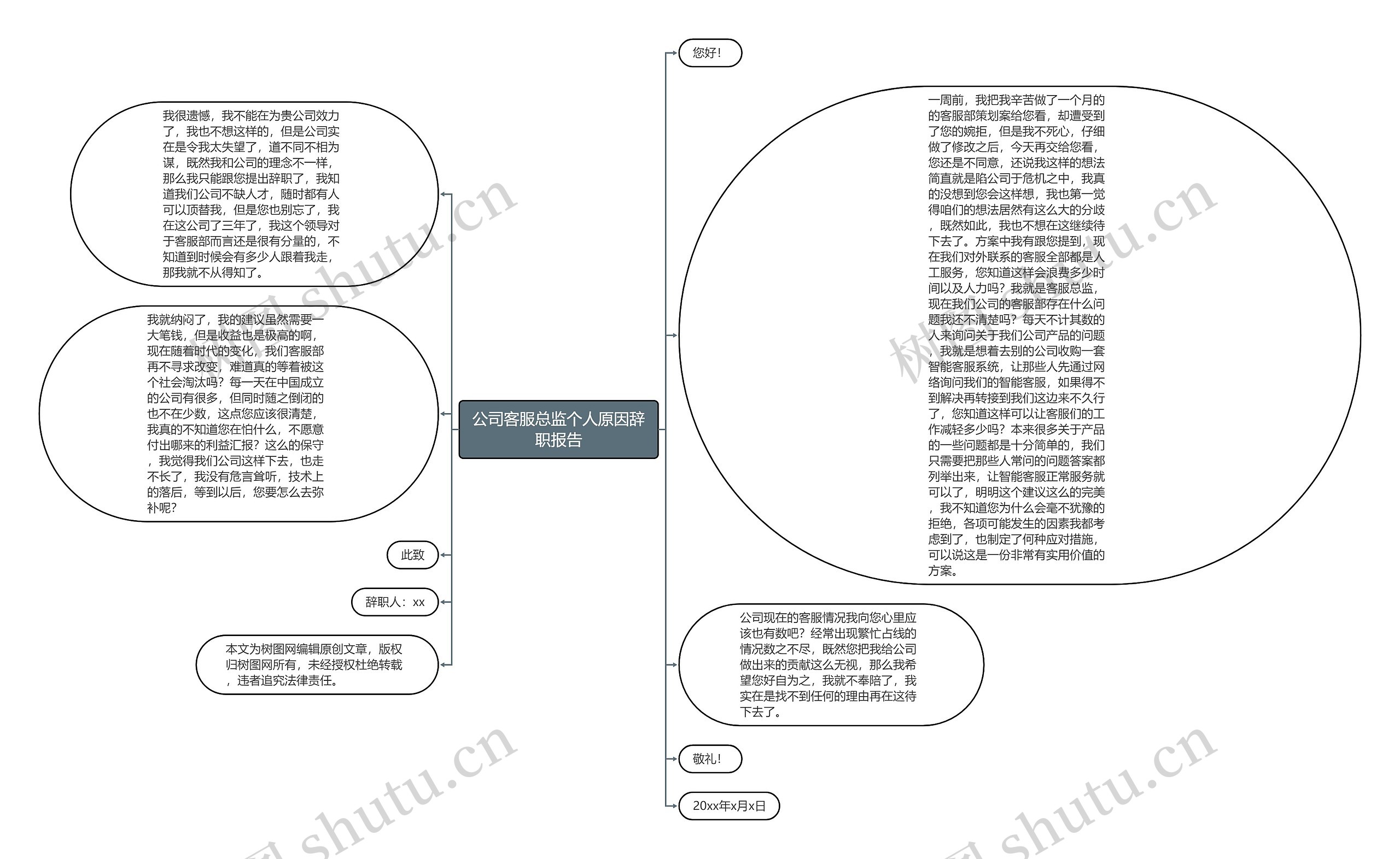 公司客服总监个人原因辞职报告思维导图