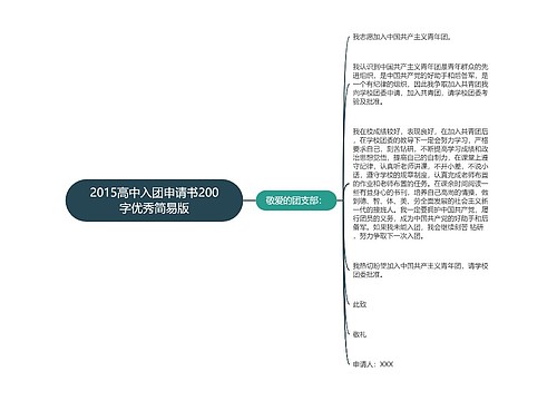 2015高中入团申请书200字优秀简易版