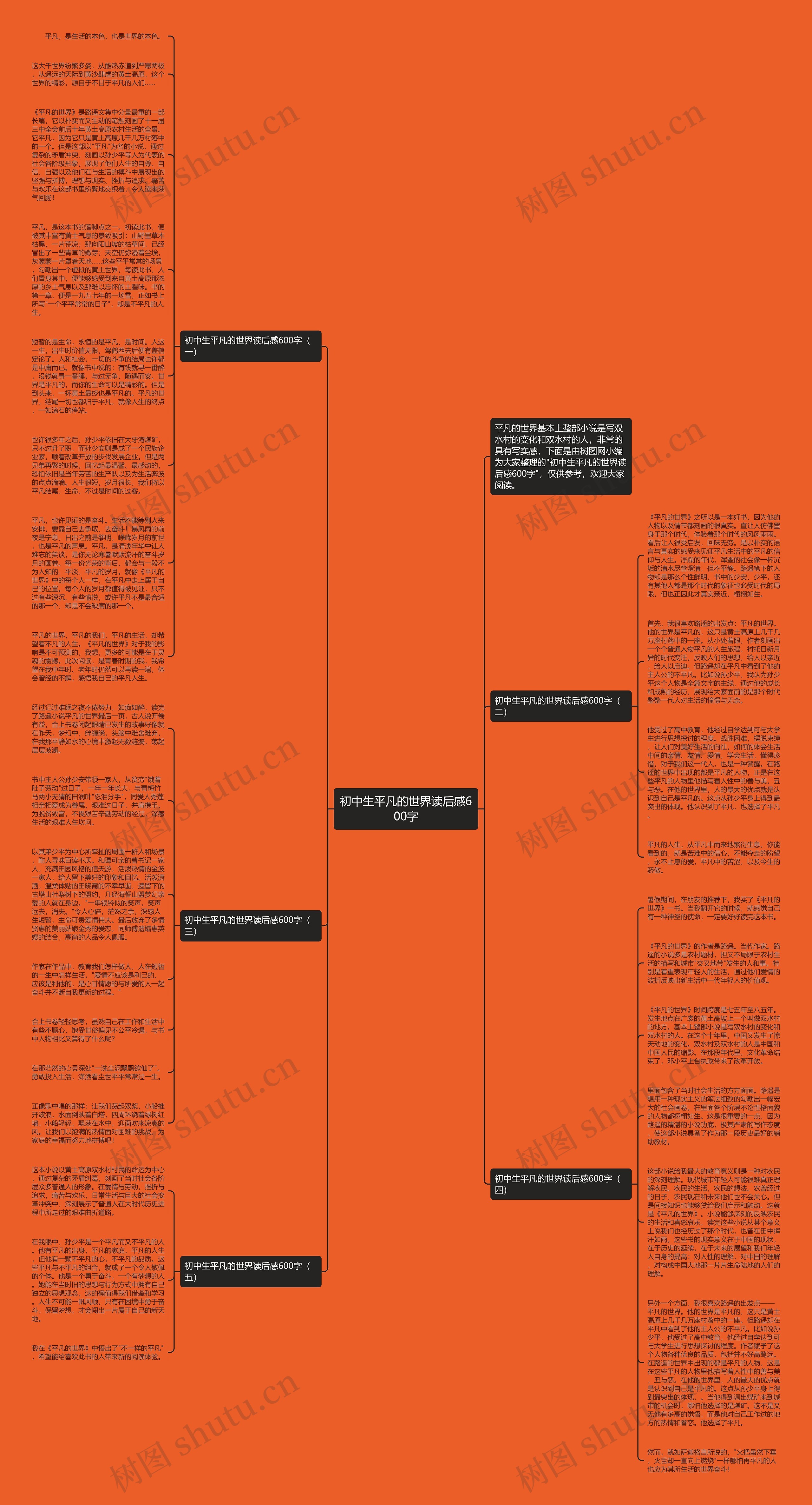 初中生平凡的世界读后感600字思维导图