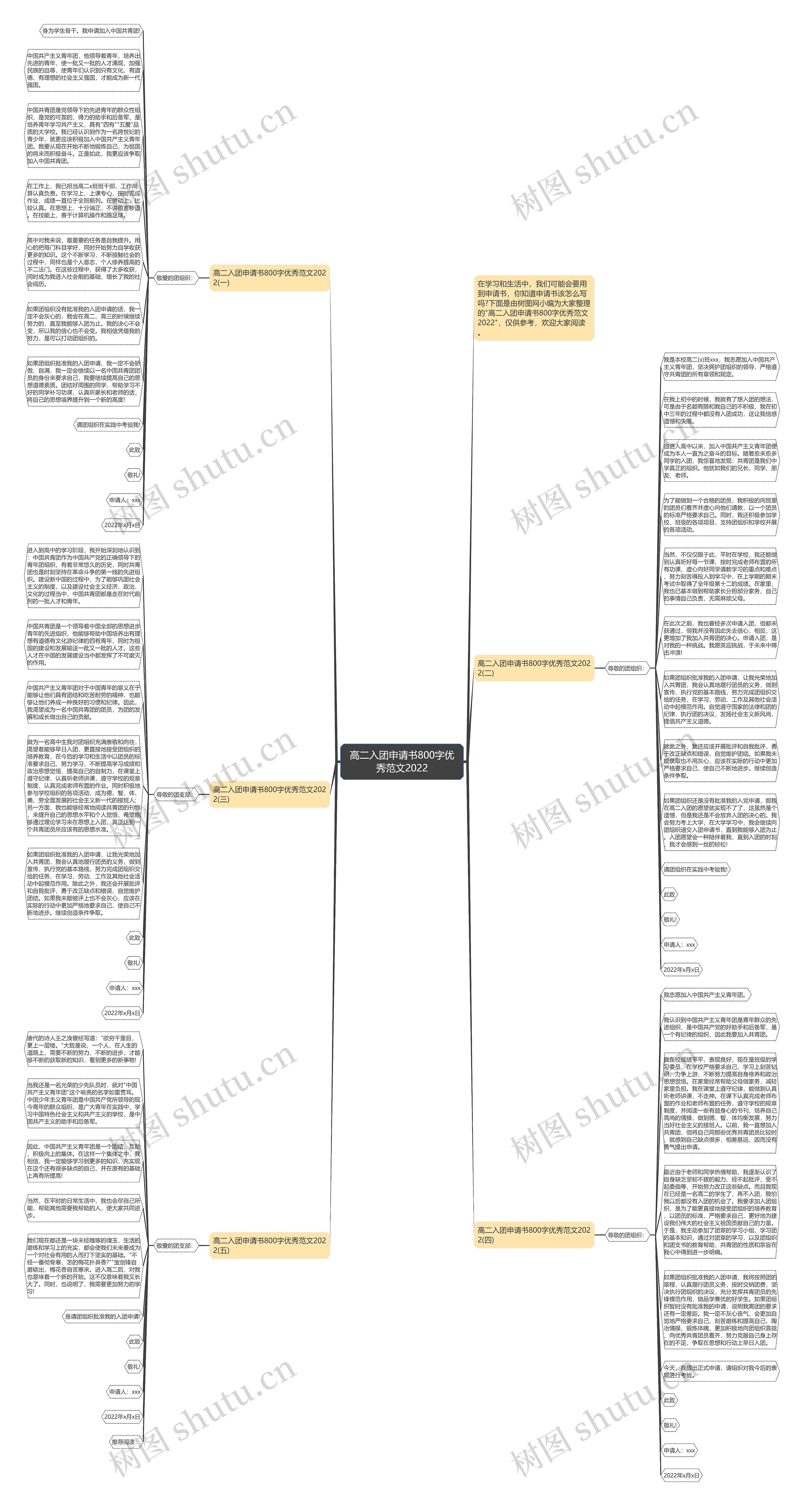 高二入团申请书800字优秀范文2022思维导图