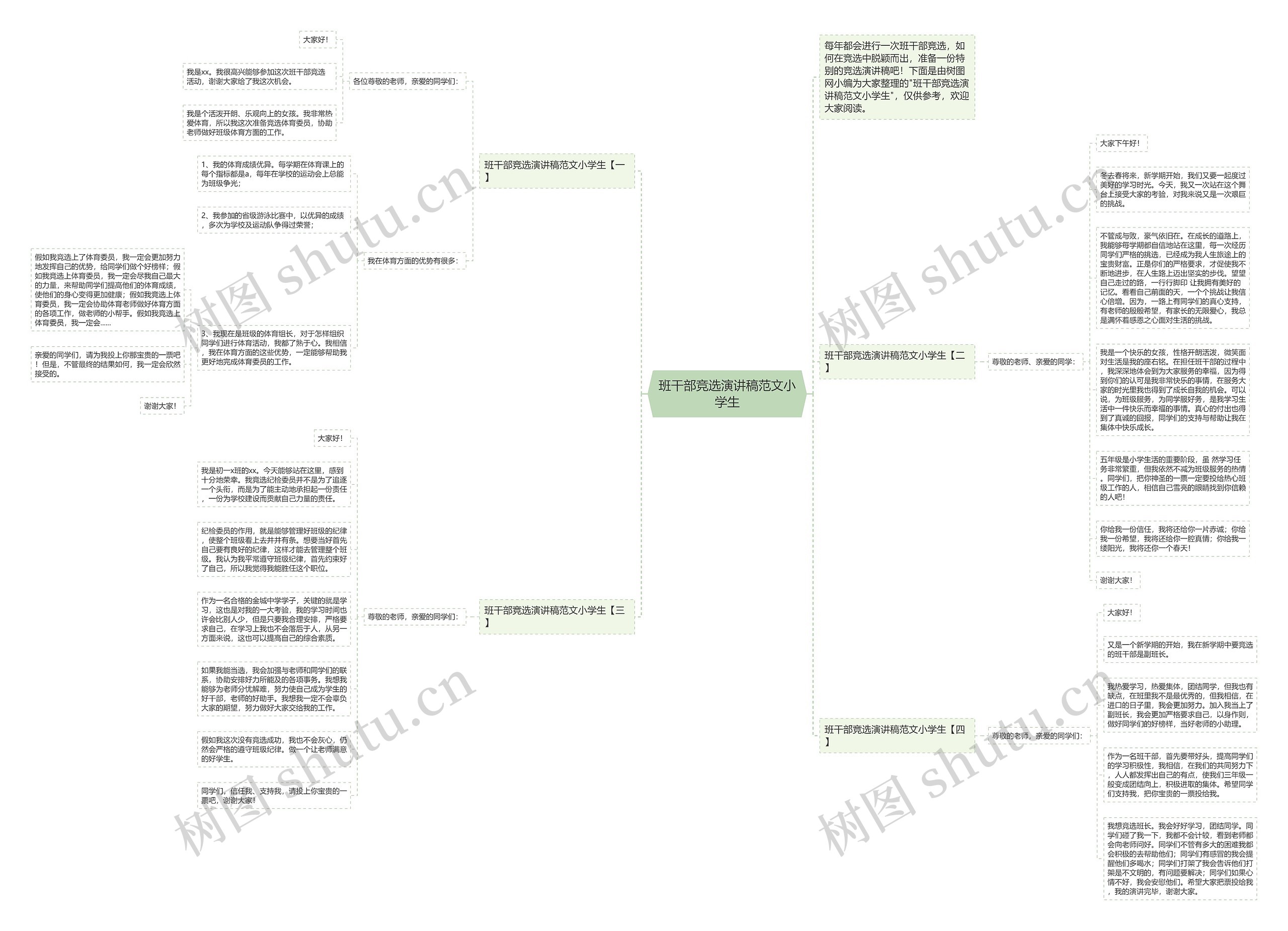 班干部竞选演讲稿范文小学生思维导图