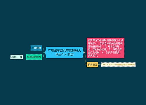 广州跟车或仓库管理员大学生个人简历