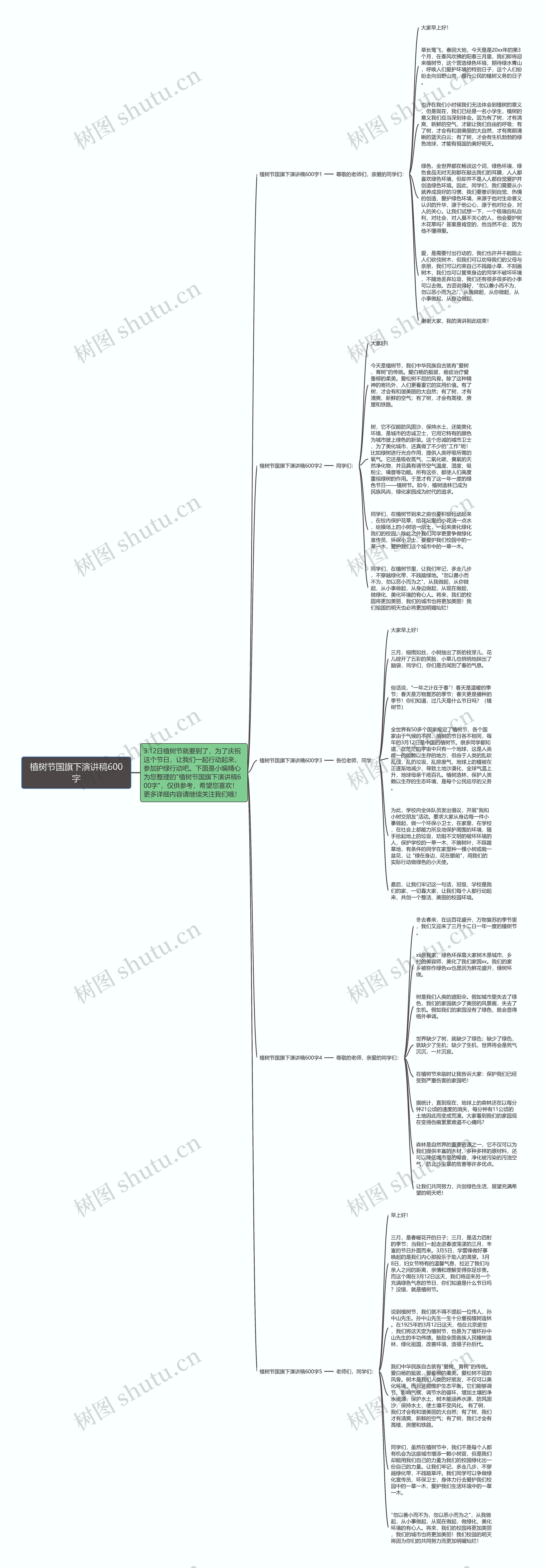 植树节国旗下演讲稿600字思维导图