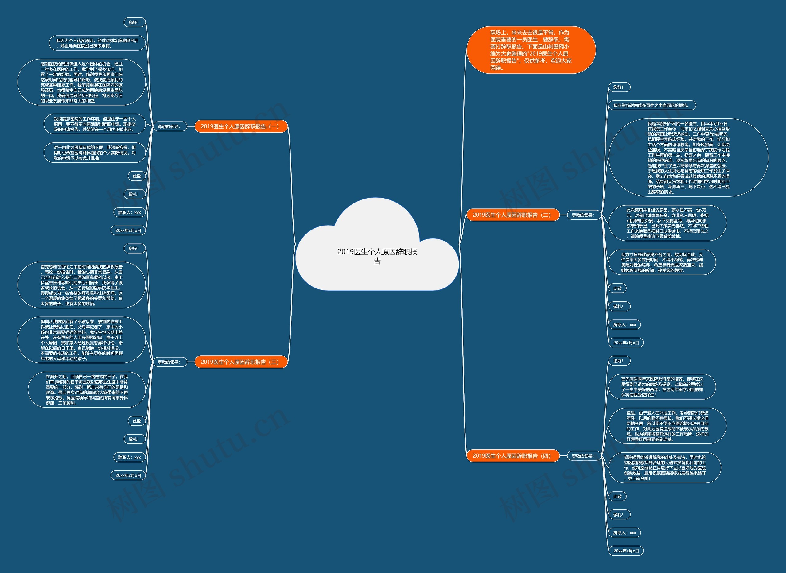 2019医生个人原因辞职报告思维导图