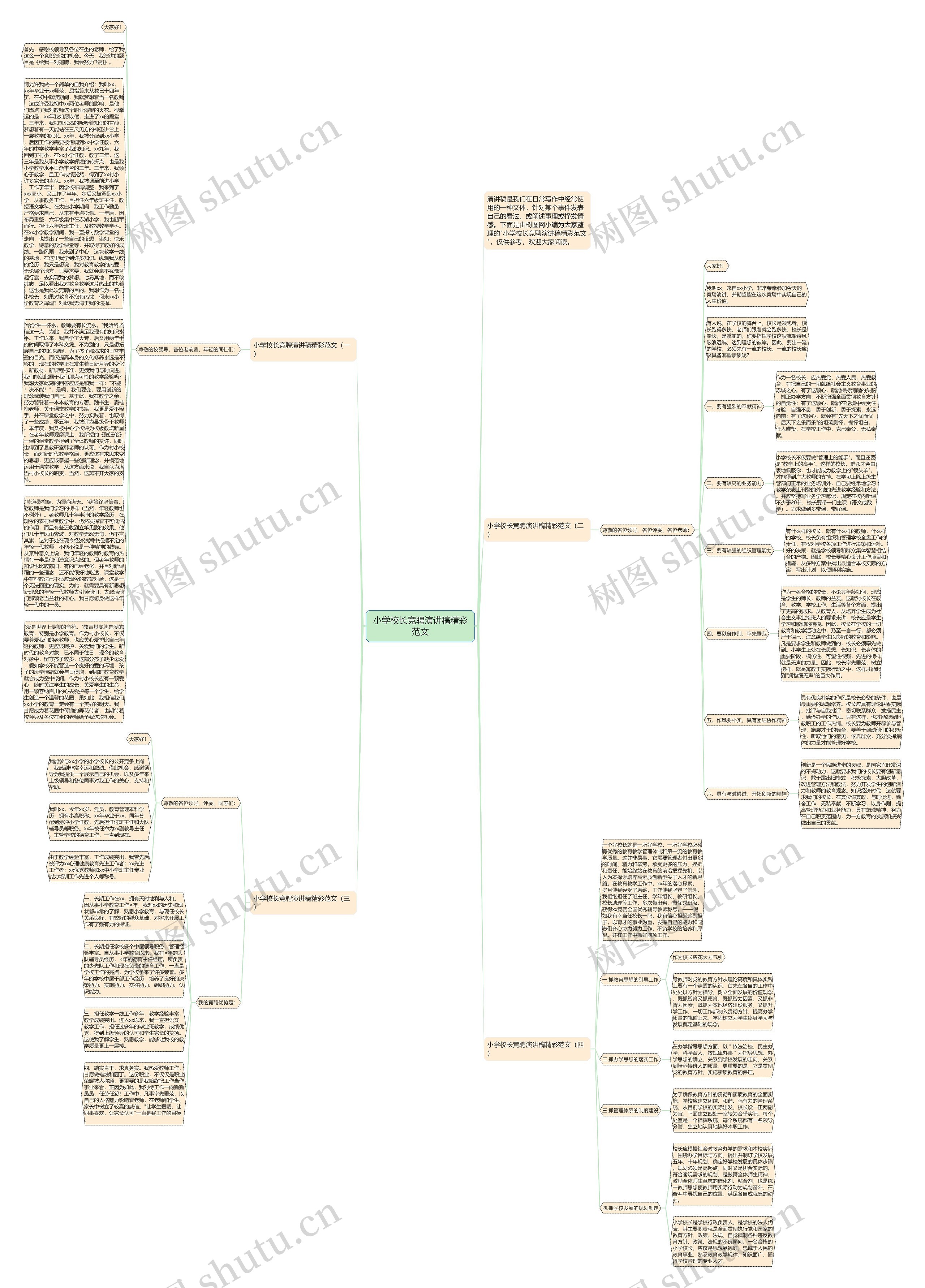小学校长竞聘演讲稿精彩范文思维导图