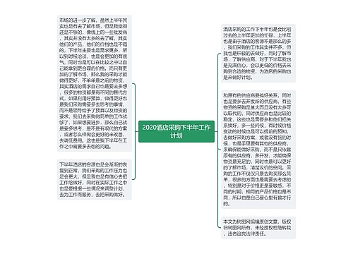 2020酒店采购下半年工作计划