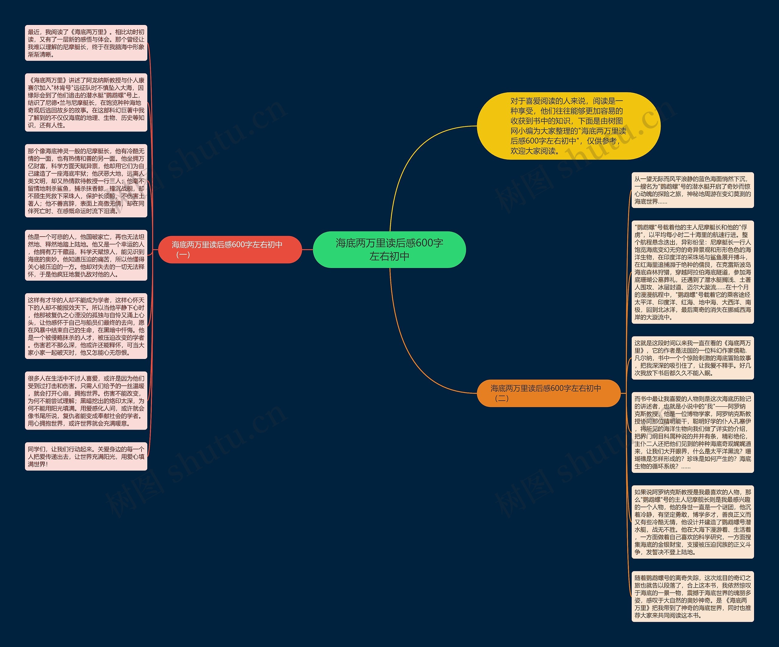 海底两万里读后感600字左右初中思维导图