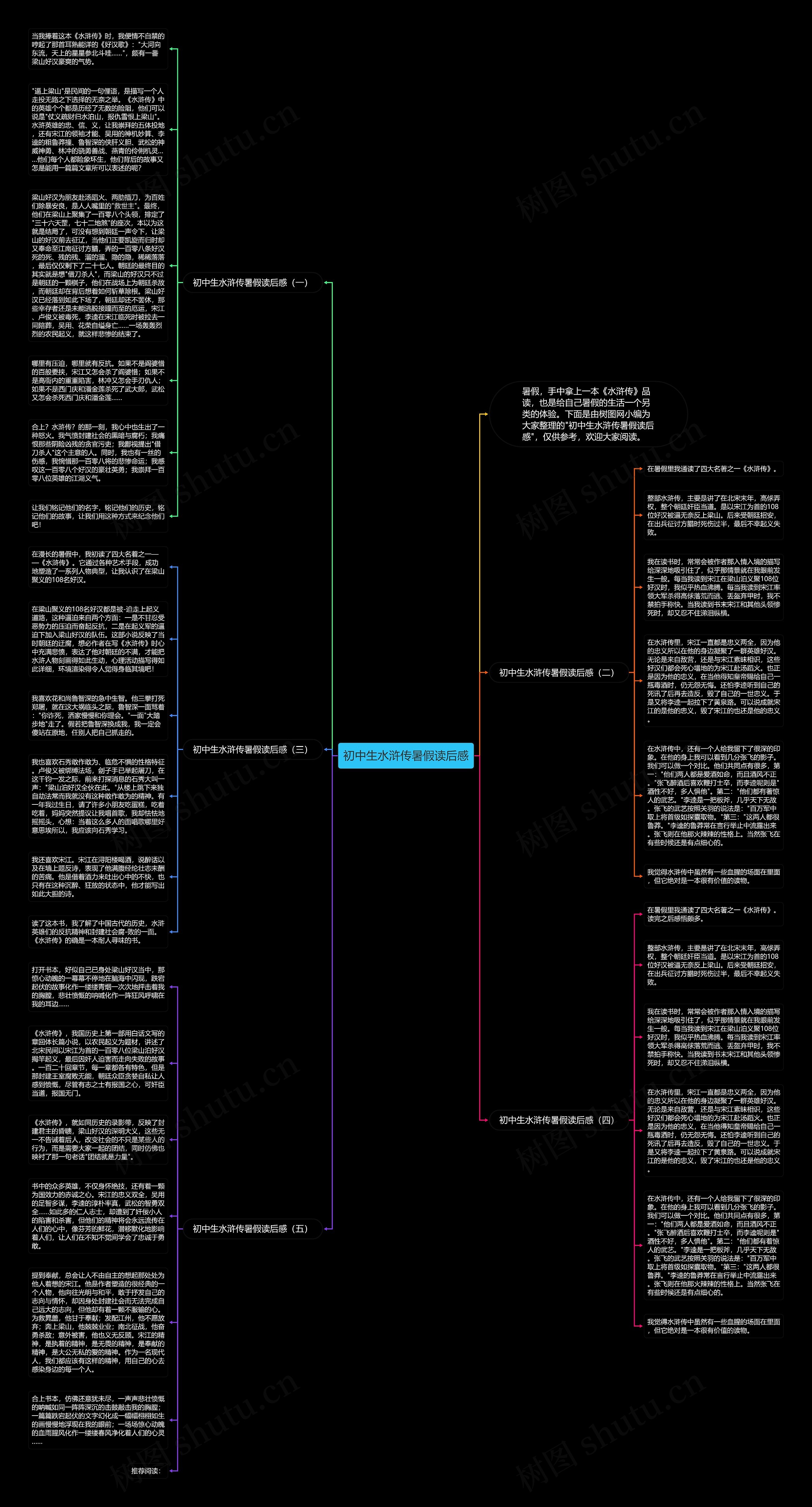 初中生水浒传暑假读后感思维导图