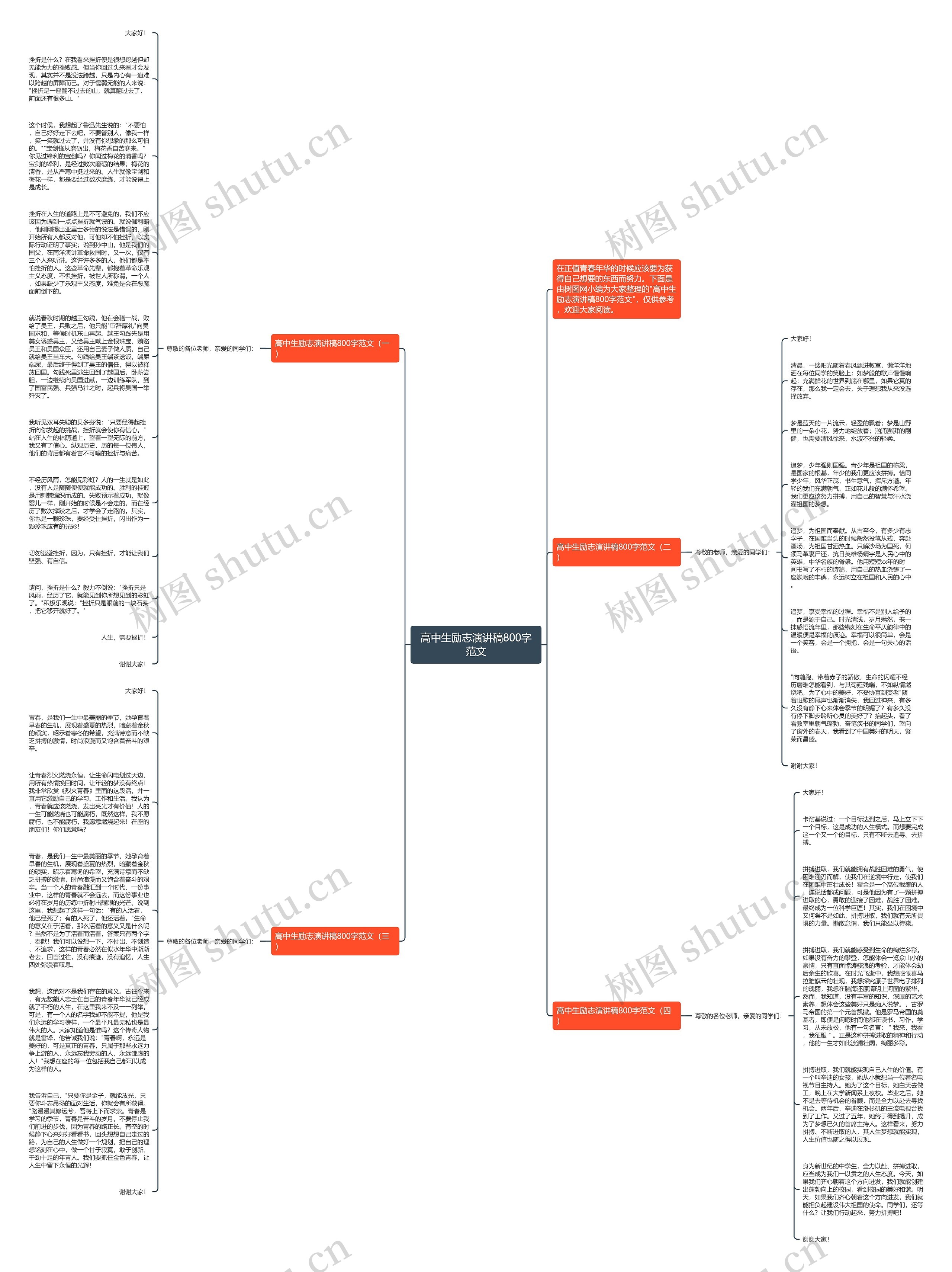 高中生励志演讲稿800字范文思维导图