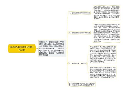 2020幼儿园9月份后勤工作计划