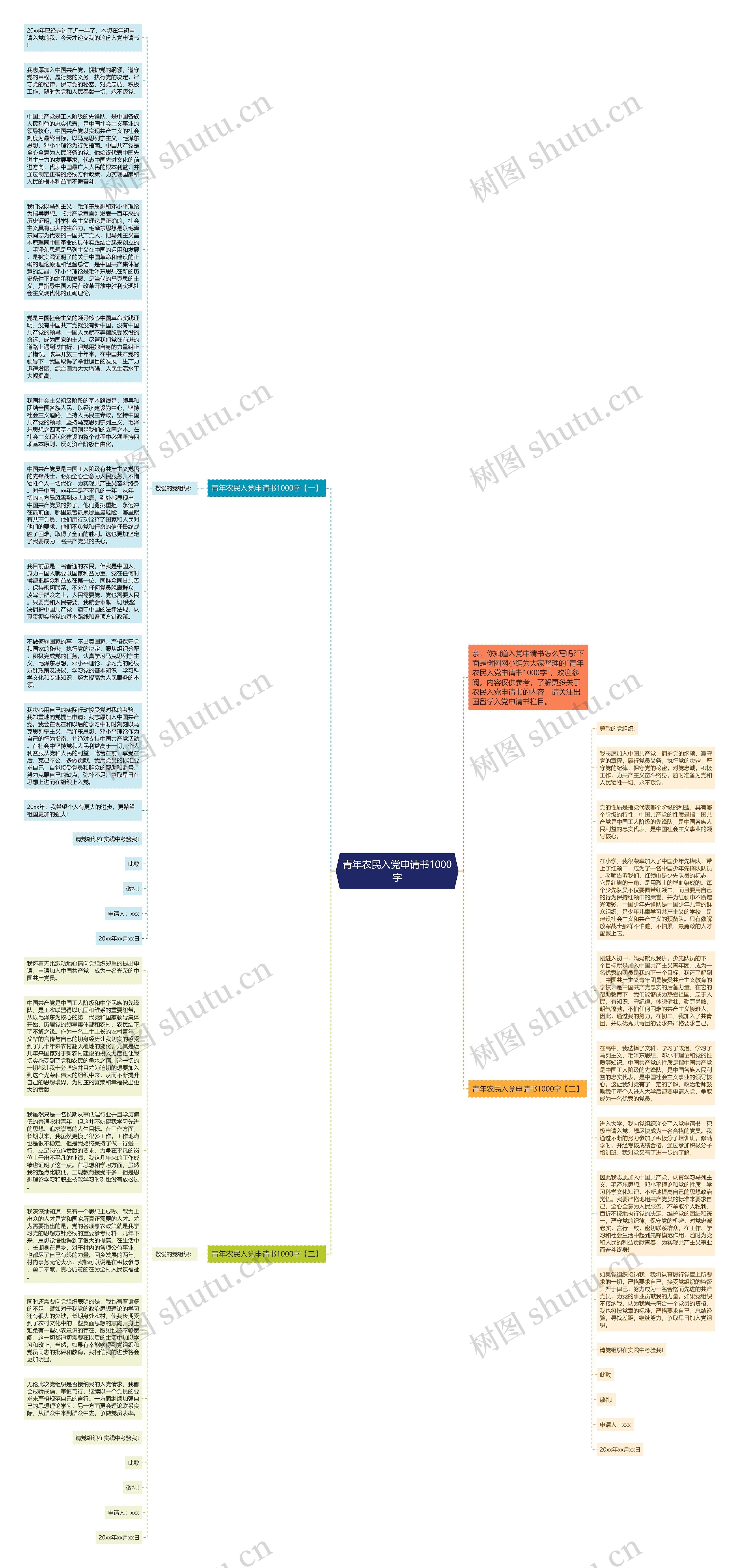 青年农民入党申请书1000字思维导图