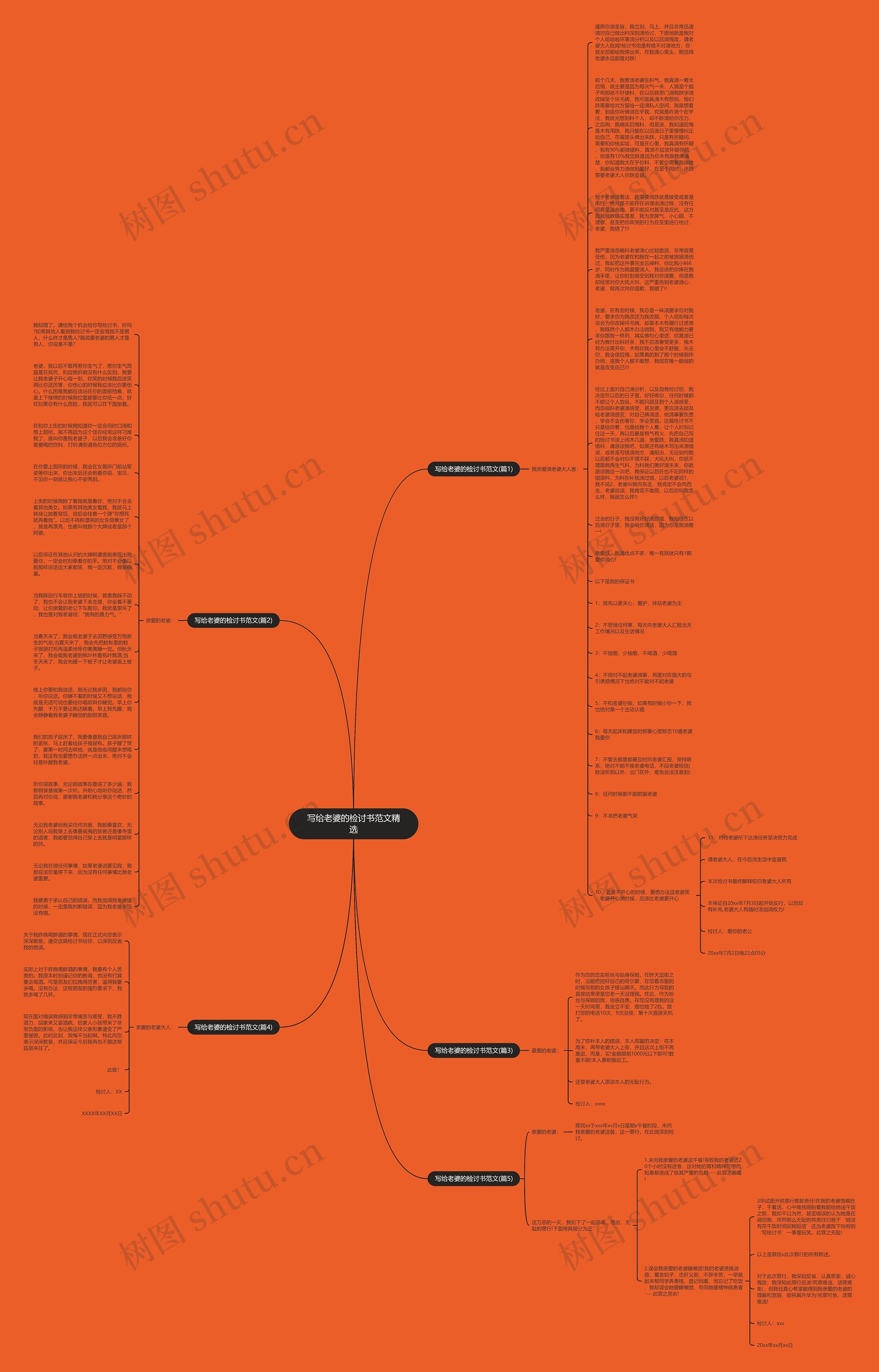 写给老婆的检讨书范文精选思维导图