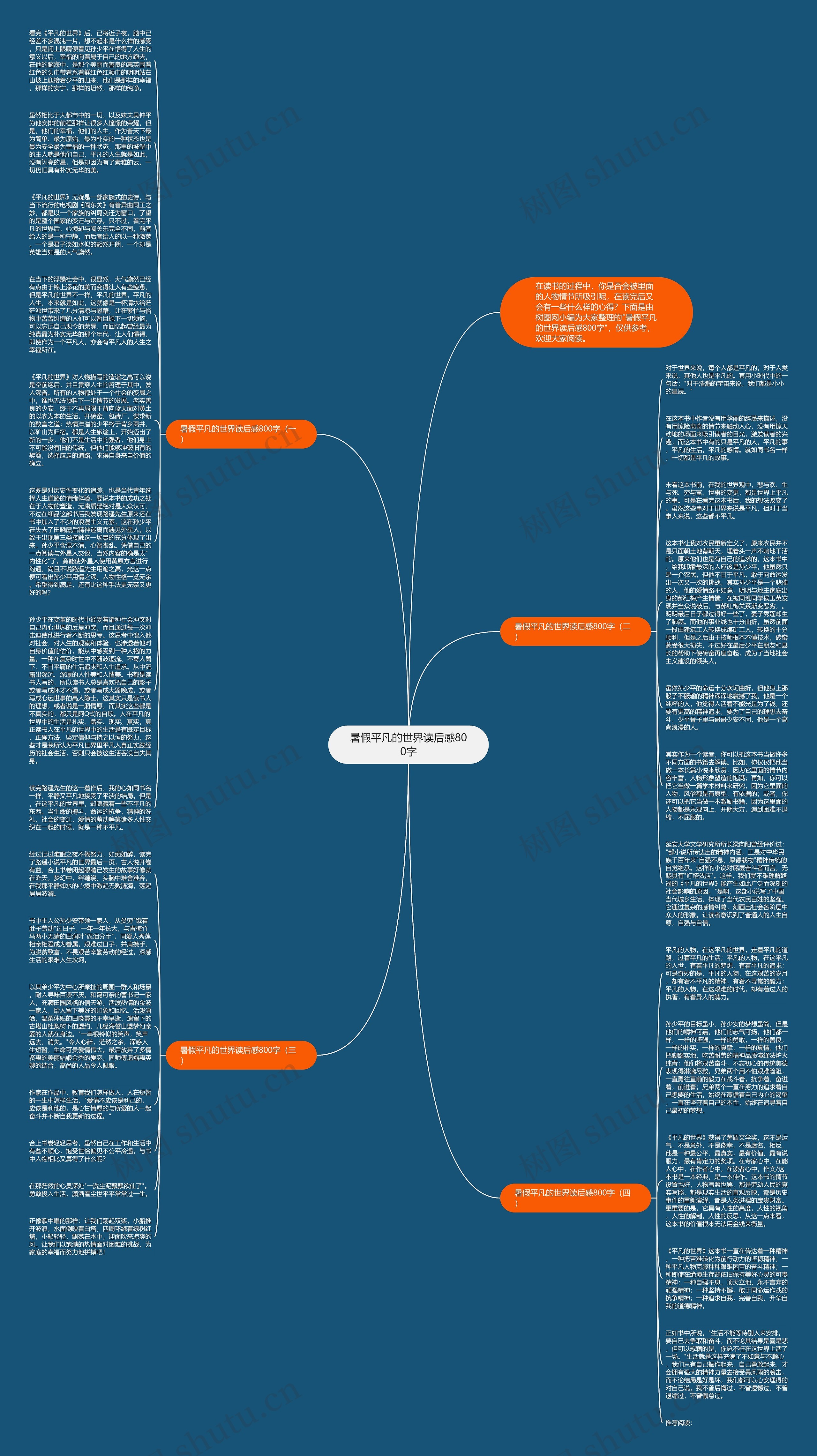 暑假平凡的世界读后感800字思维导图