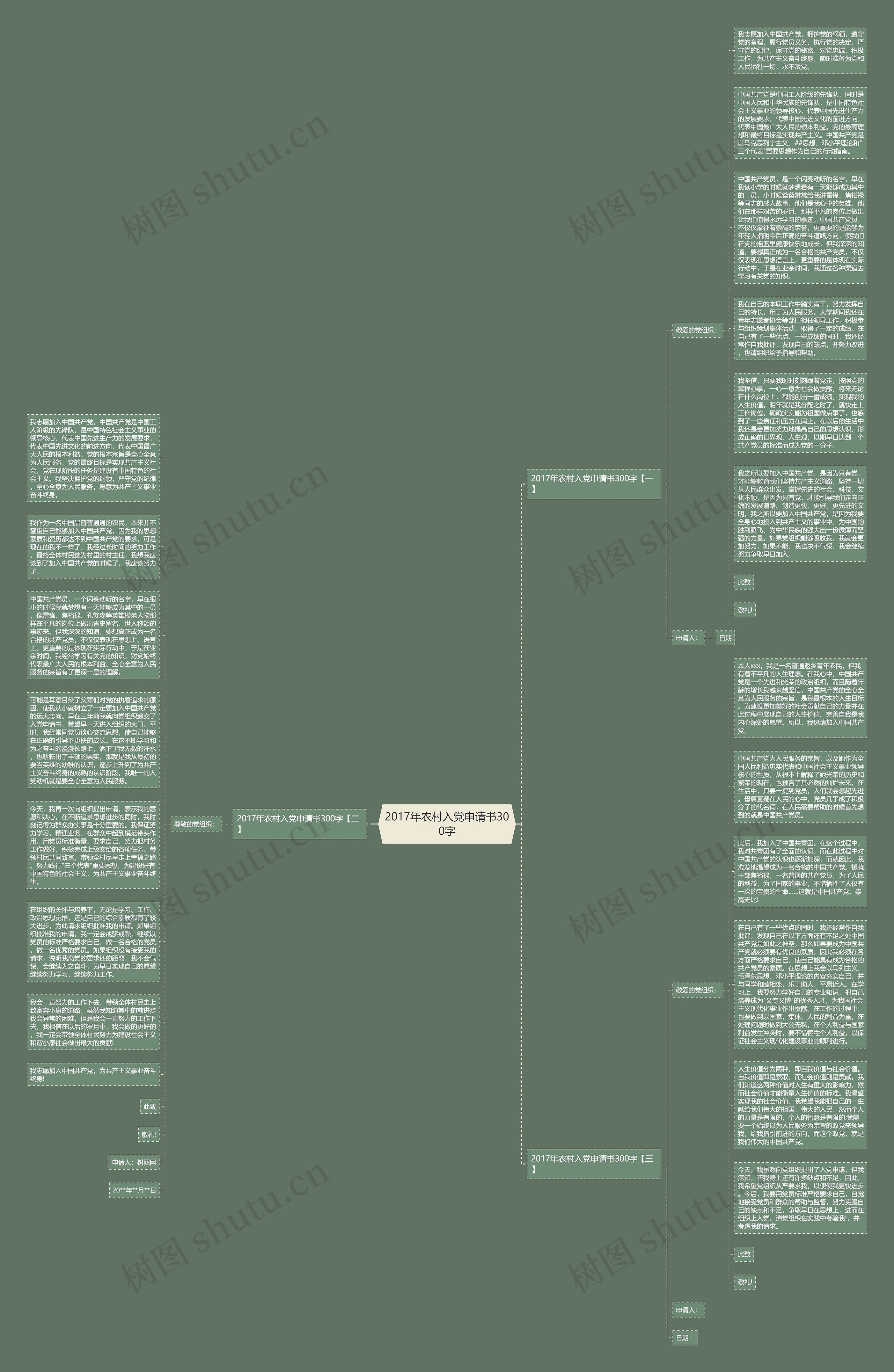 2017年农村入党申请书300字思维导图