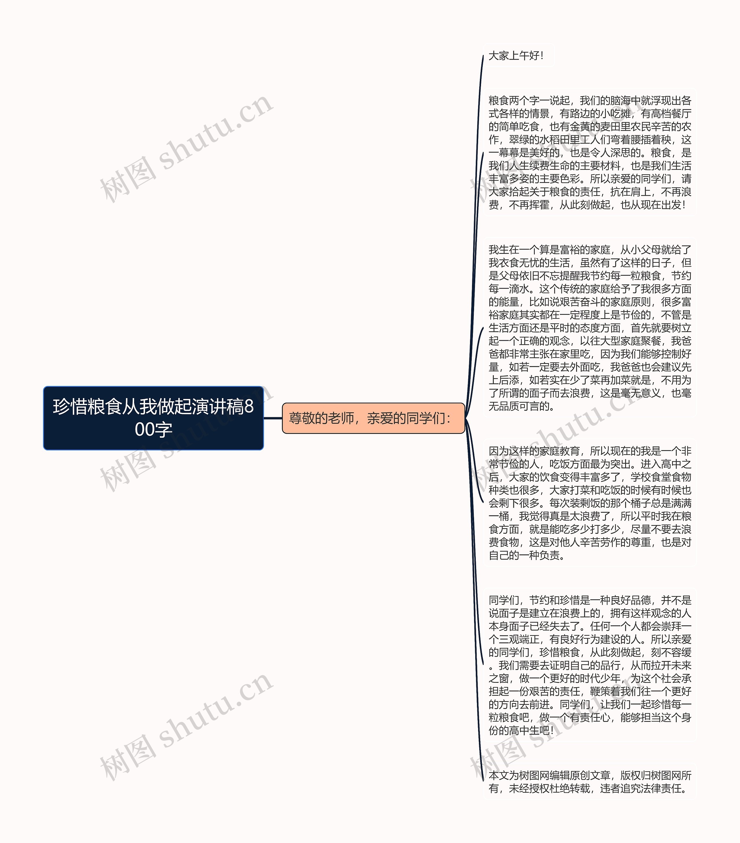 珍惜粮食从我做起演讲稿800字思维导图