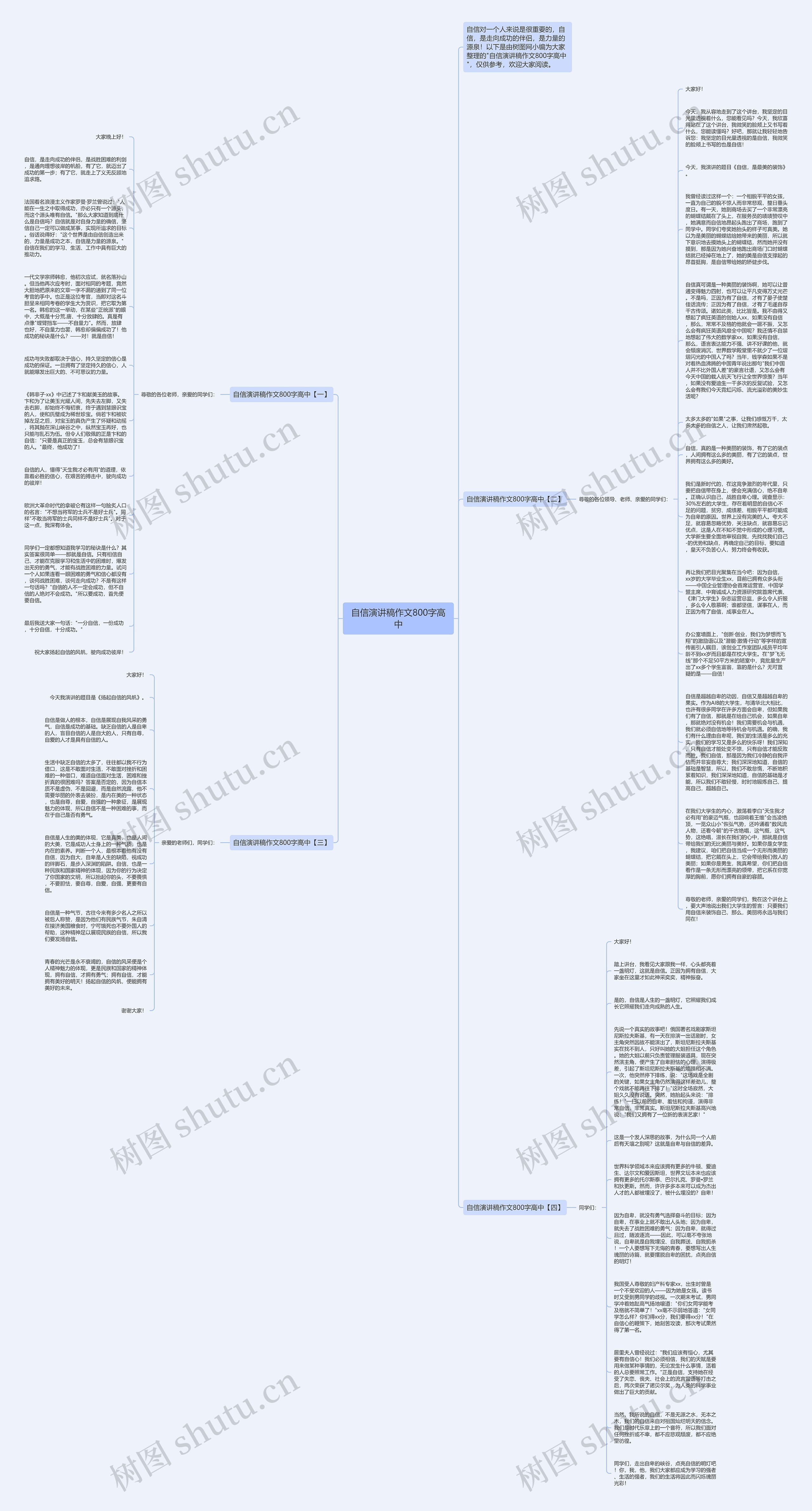自信演讲稿作文800字高中思维导图