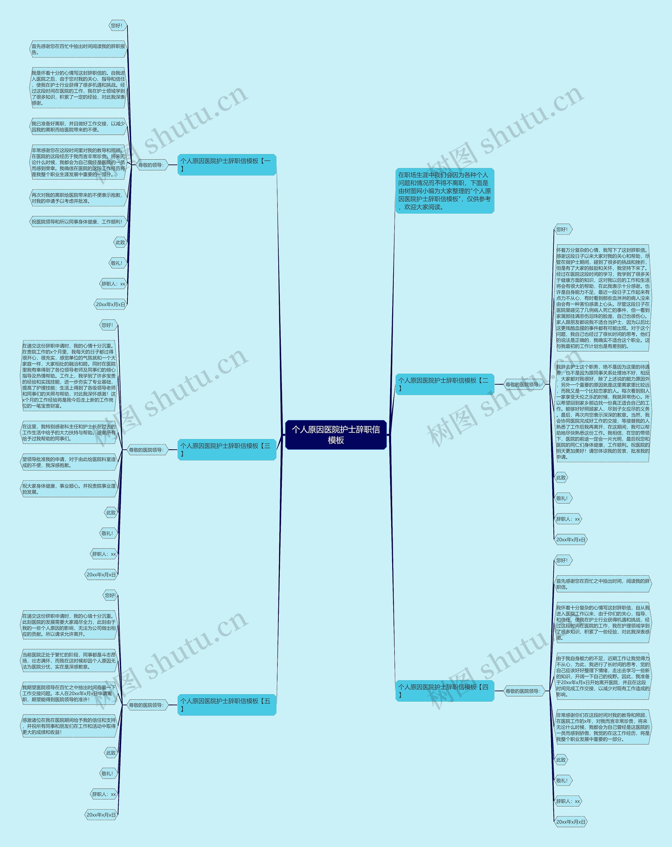 个人原因医院护士辞职信思维导图