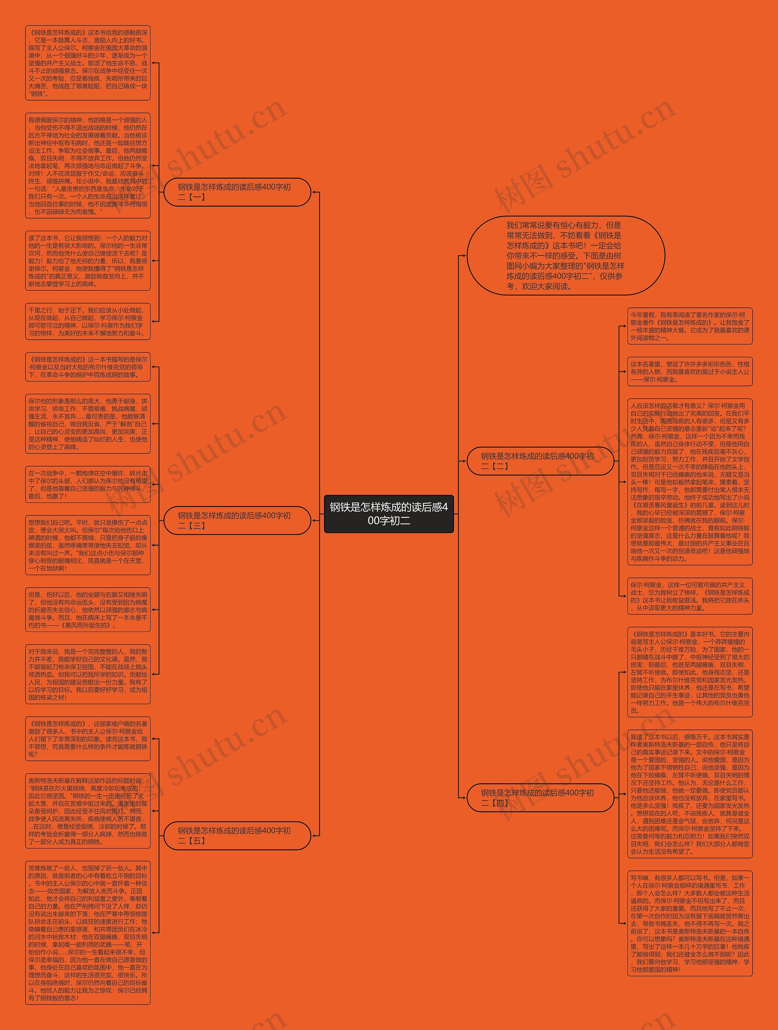 钢铁是怎样炼成的读后感400字初二思维导图
