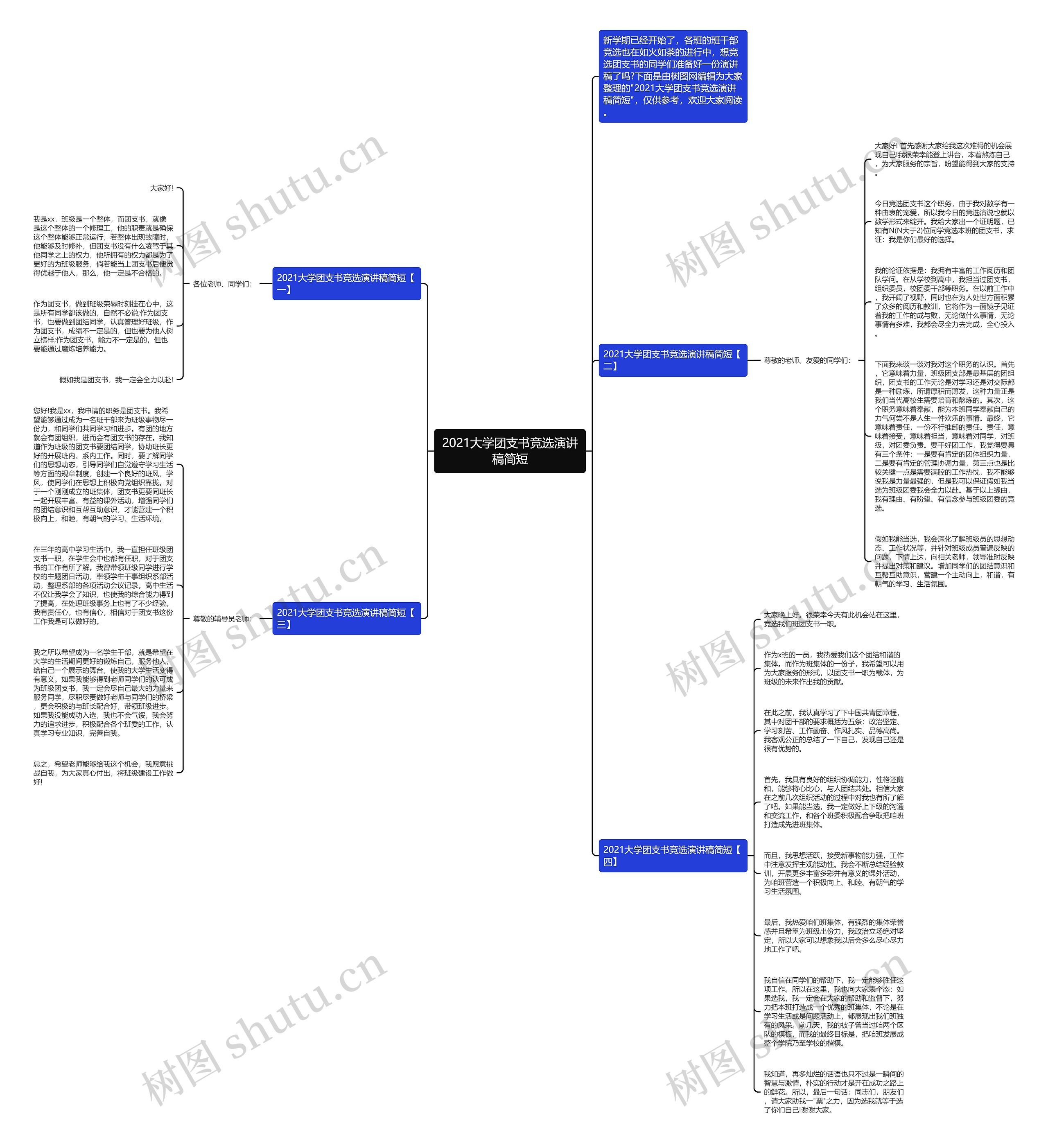 2021大学团支书竞选演讲稿简短思维导图