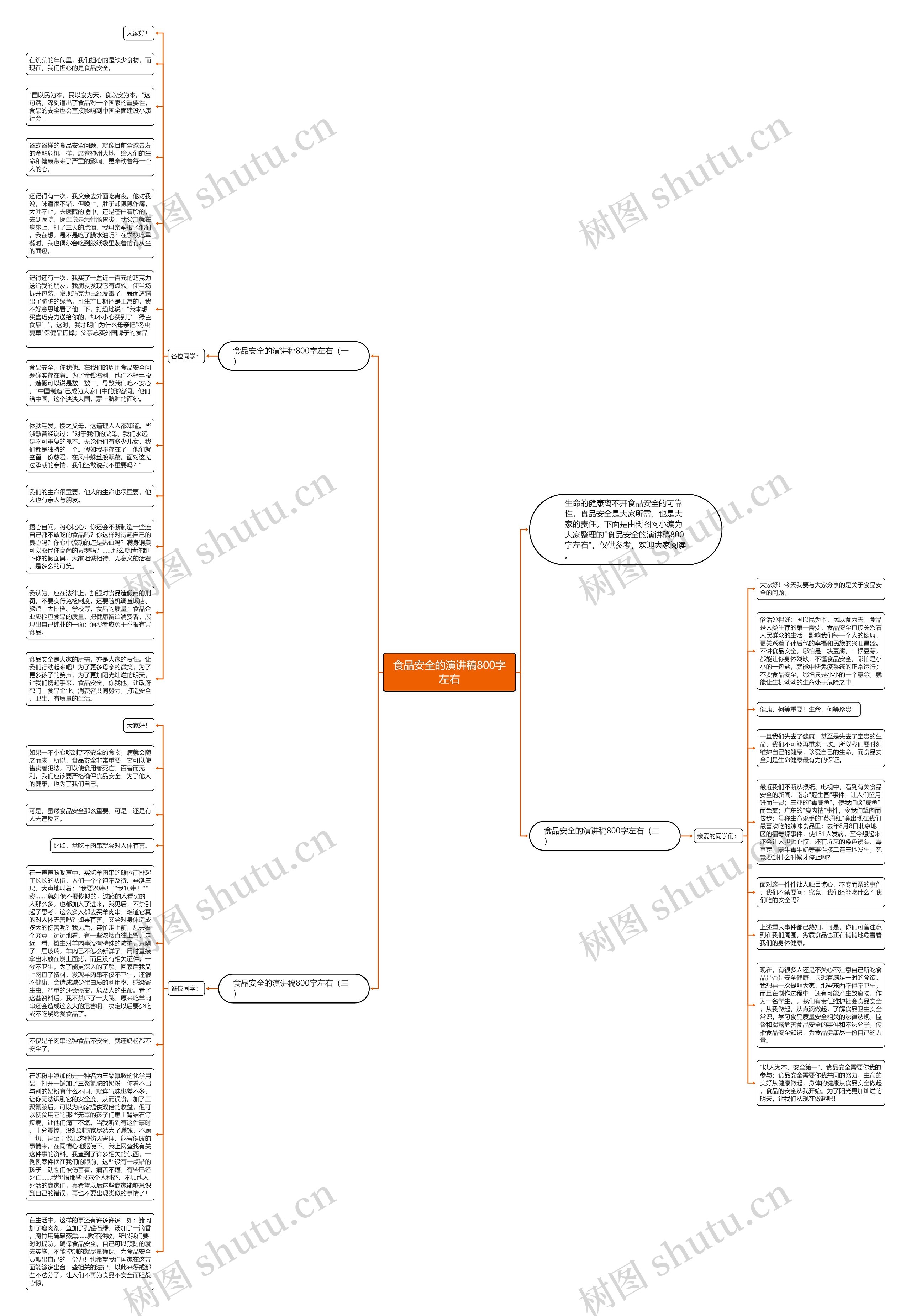 食品安全的演讲稿800字左右思维导图