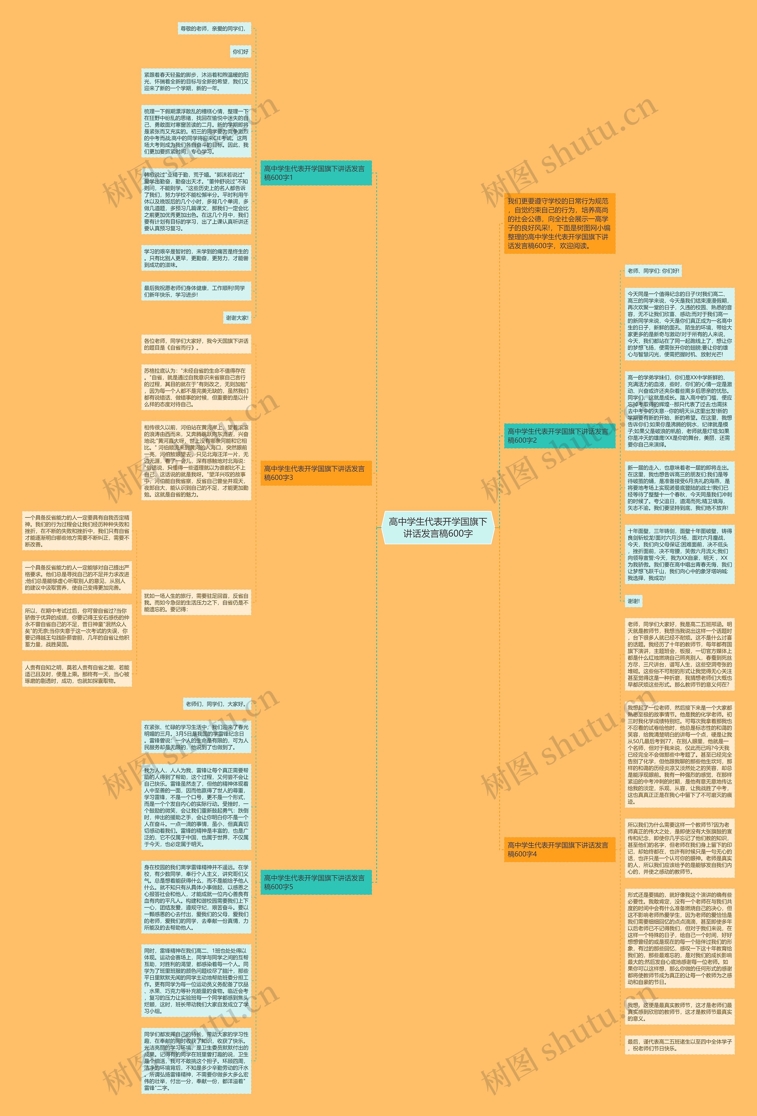 高中学生代表开学国旗下讲话发言稿600字思维导图